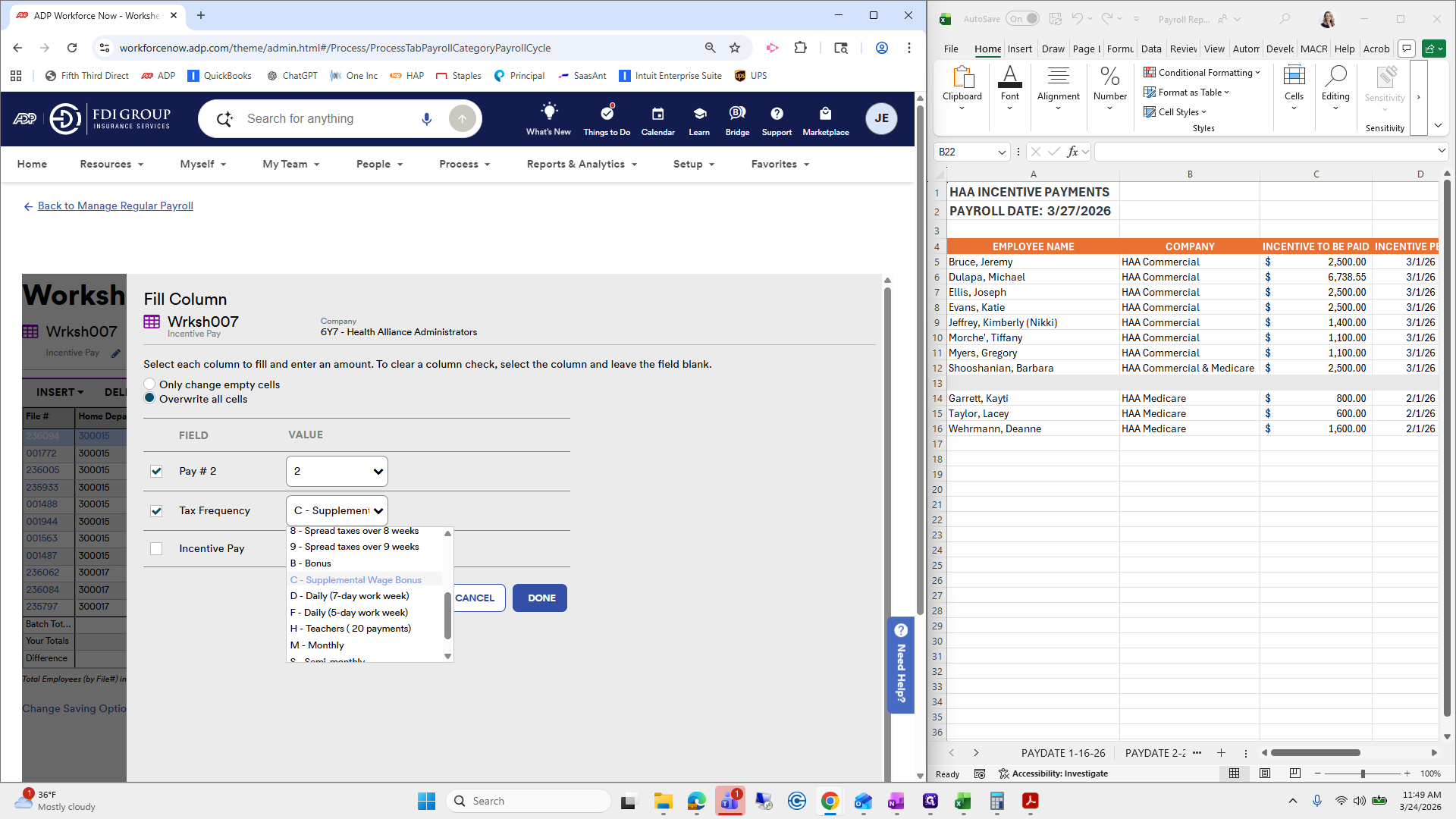 Step #134: Click on "C - Supplemental Wage Bonus"