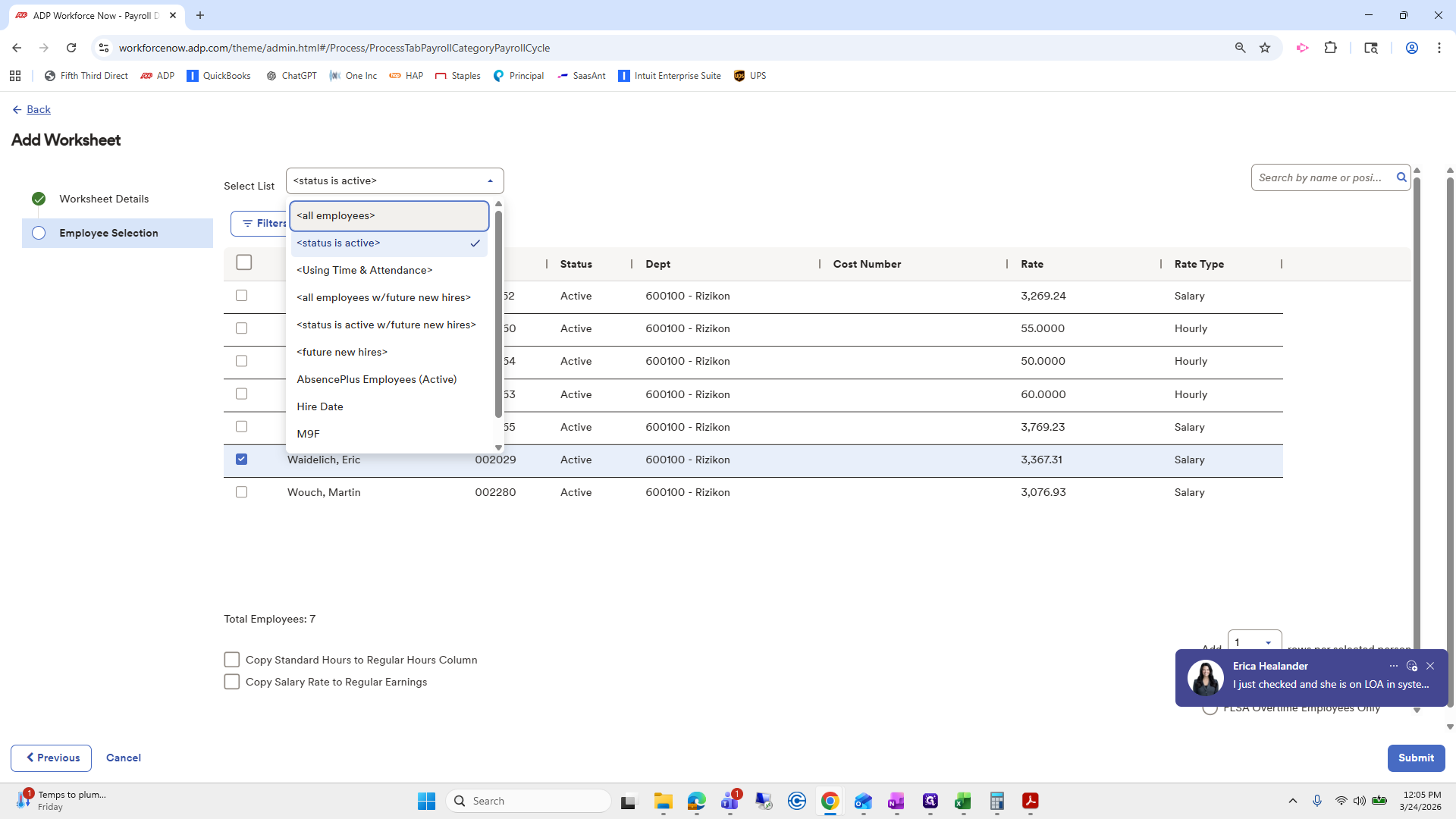 Step #258: Click on "employees >"