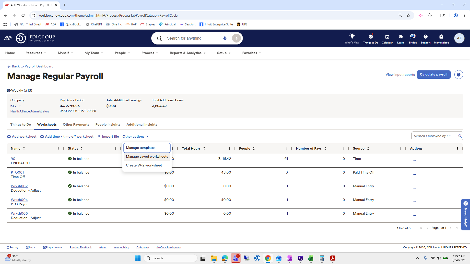 Step #93: Click on "Manage saved worksheets"