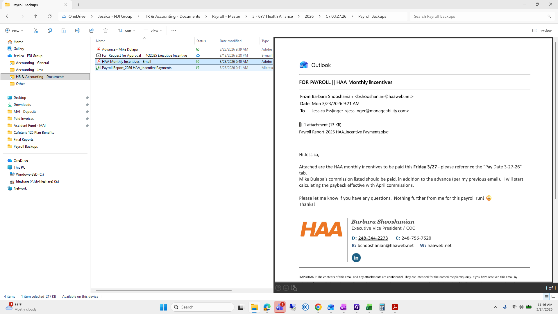 Step #76: Click on "Payroll Report_2026 HAA_Incentive Payments"