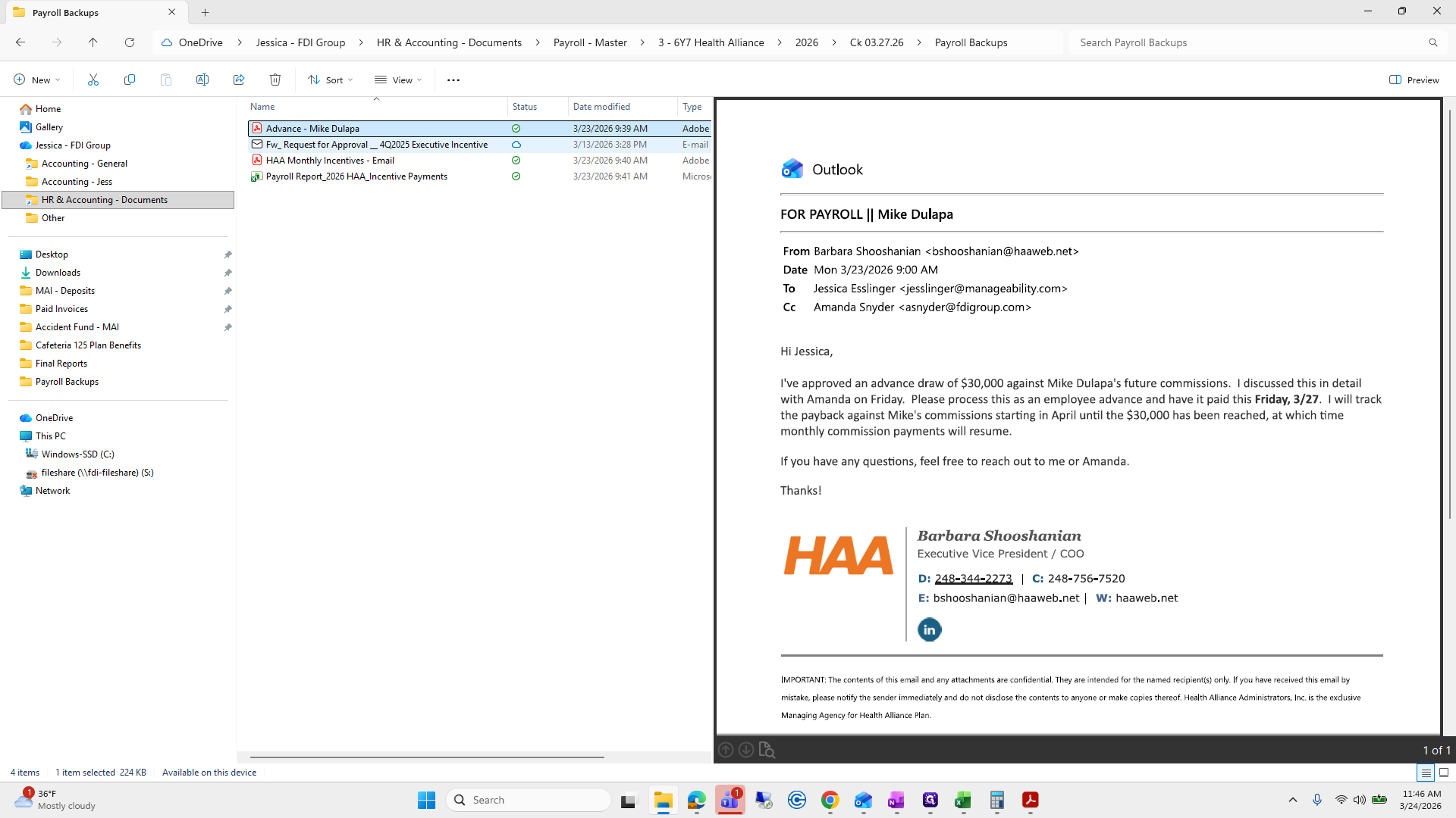 Step #74: Click on "Fw_Request for Approval _4Q2025 Executive Incentive"
