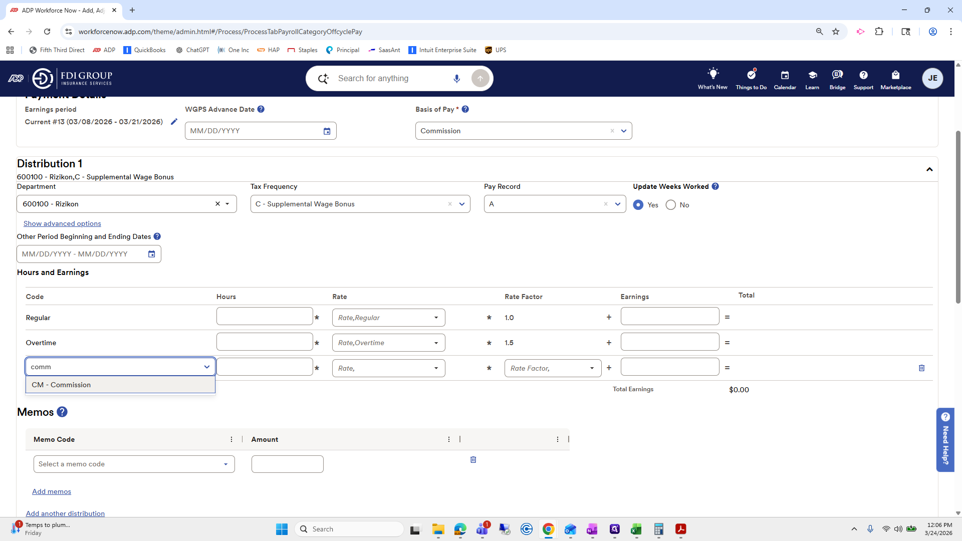 Step #304: Click on "CM - Commission"