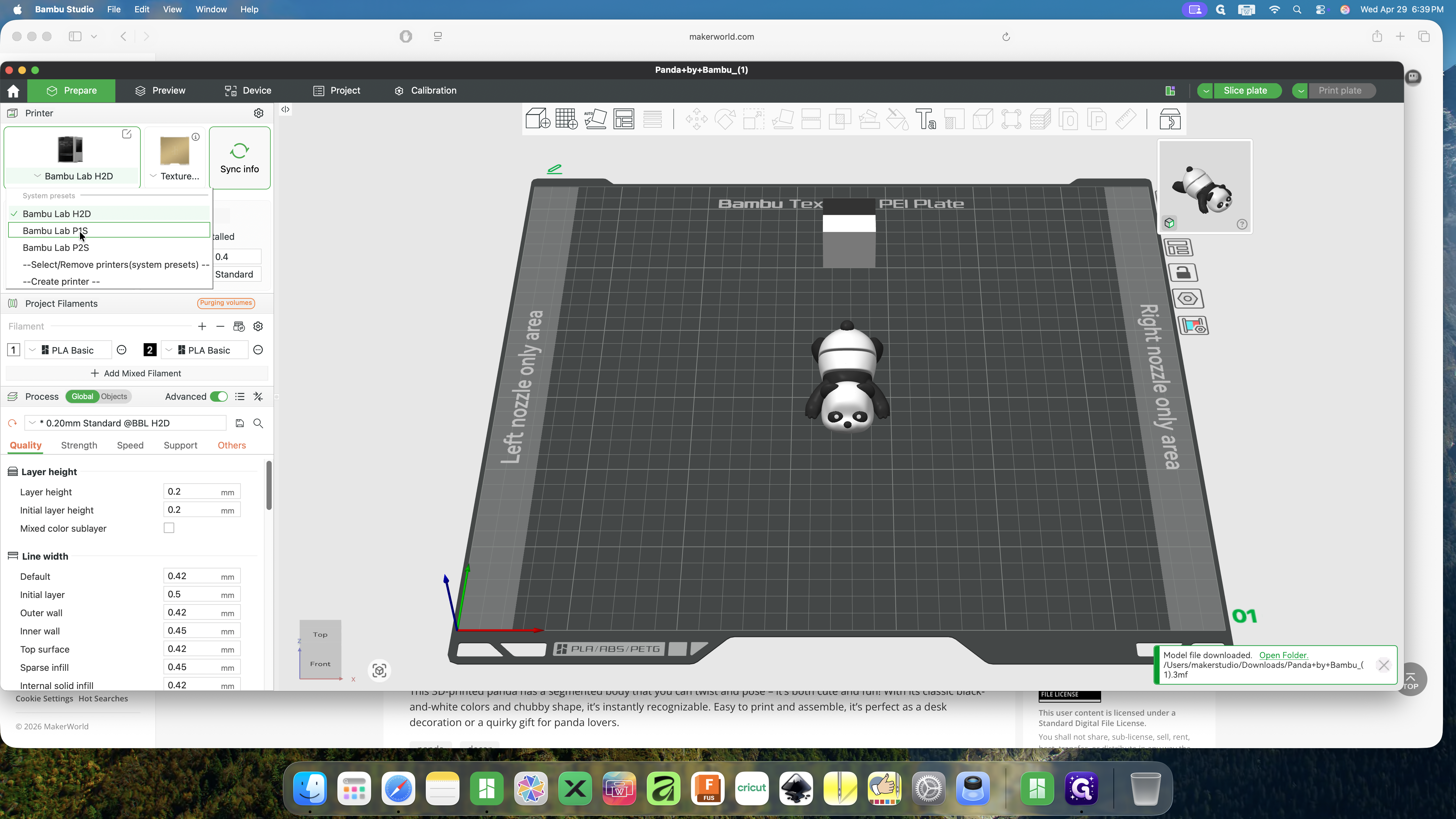 Step #5: In the left sidebar, click the printer dropdown and select your target printer, such as Bambu Lab P1S.