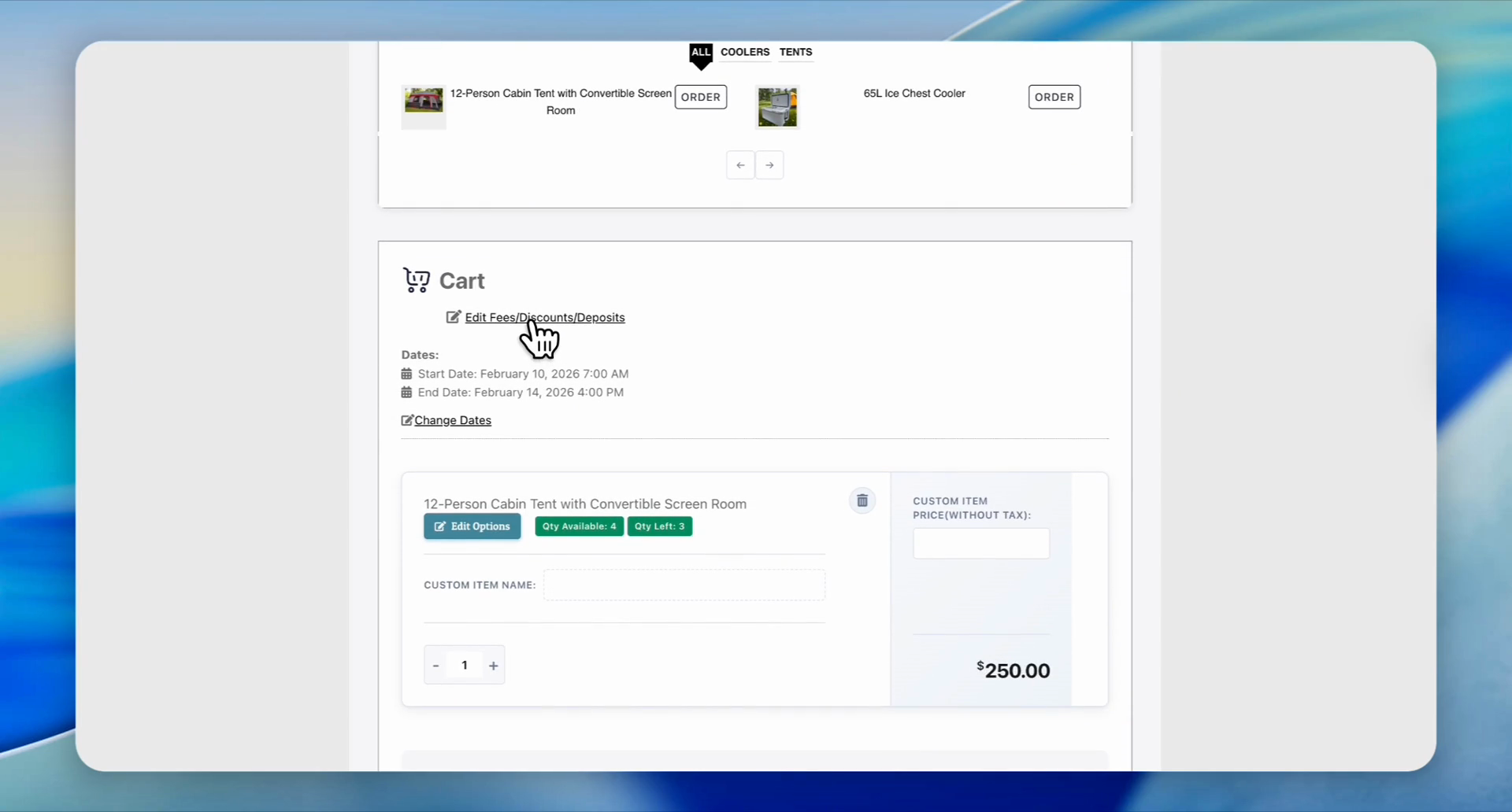 Step #6: Click on Edit Fees/Discounts/Deposits.