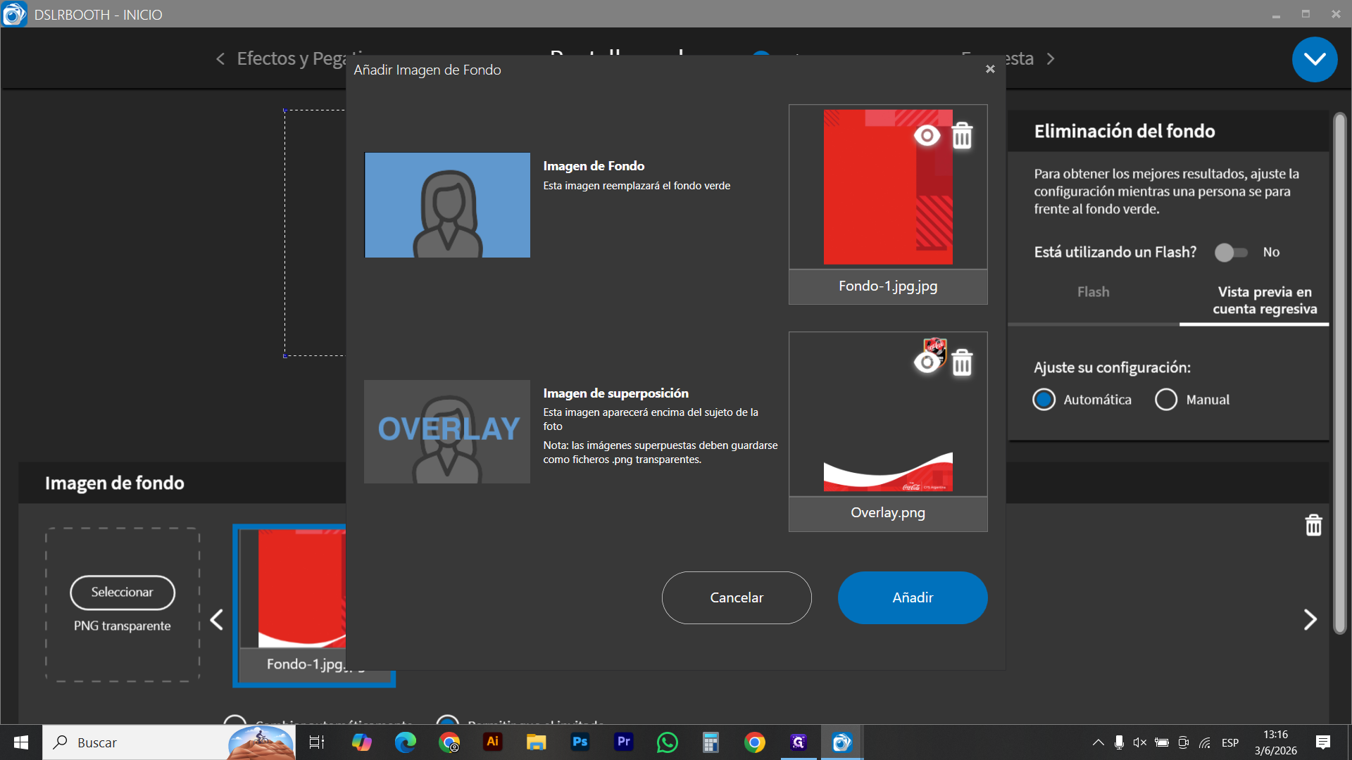 Step #14: Haz clic en Añadir para confirmar la combinación del fondo y el overlay.
