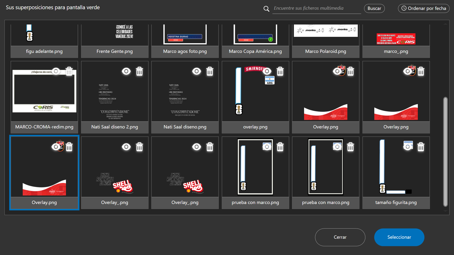 Step #13: Selecciona el overlay dentro de la galería y haz clic en Seleccionar.