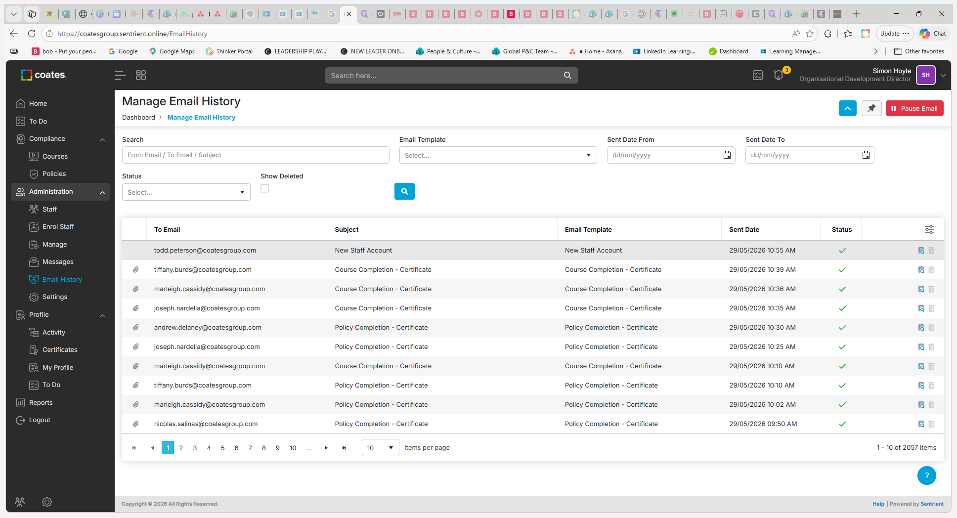 Step #10: Locate the recent entry titled New Staff Account.