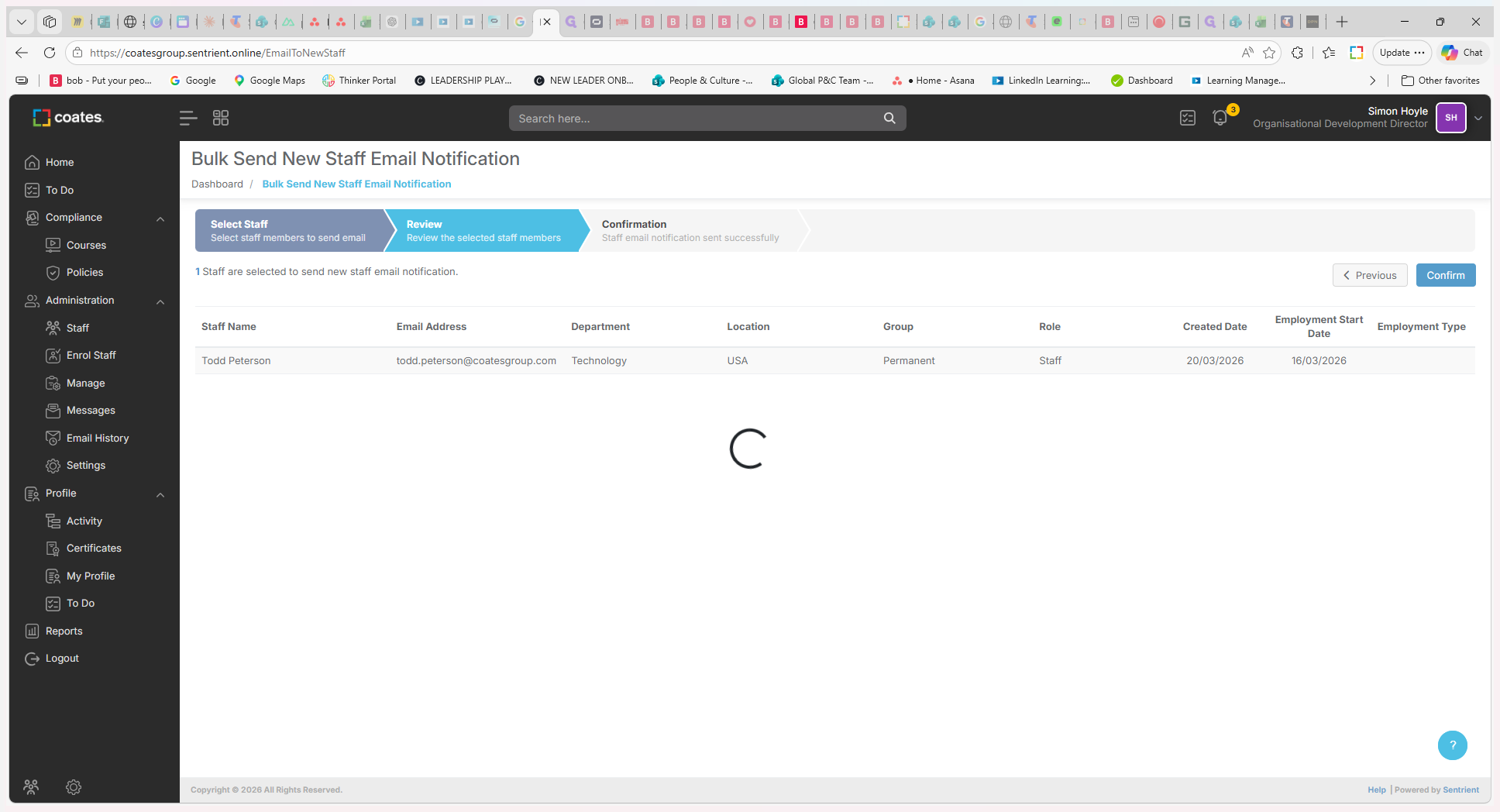 Step #7: Review the details and click Confirm to dispatch the emails.