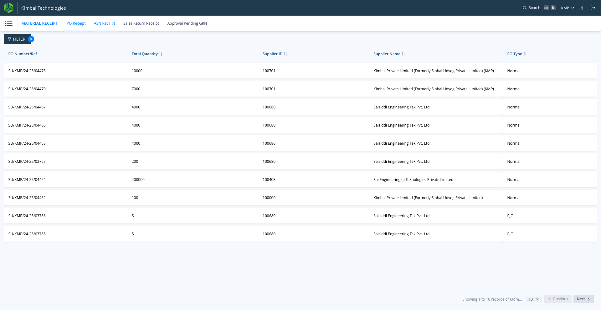 Step #30: Click on "ASN Receipt" to create the GRN
