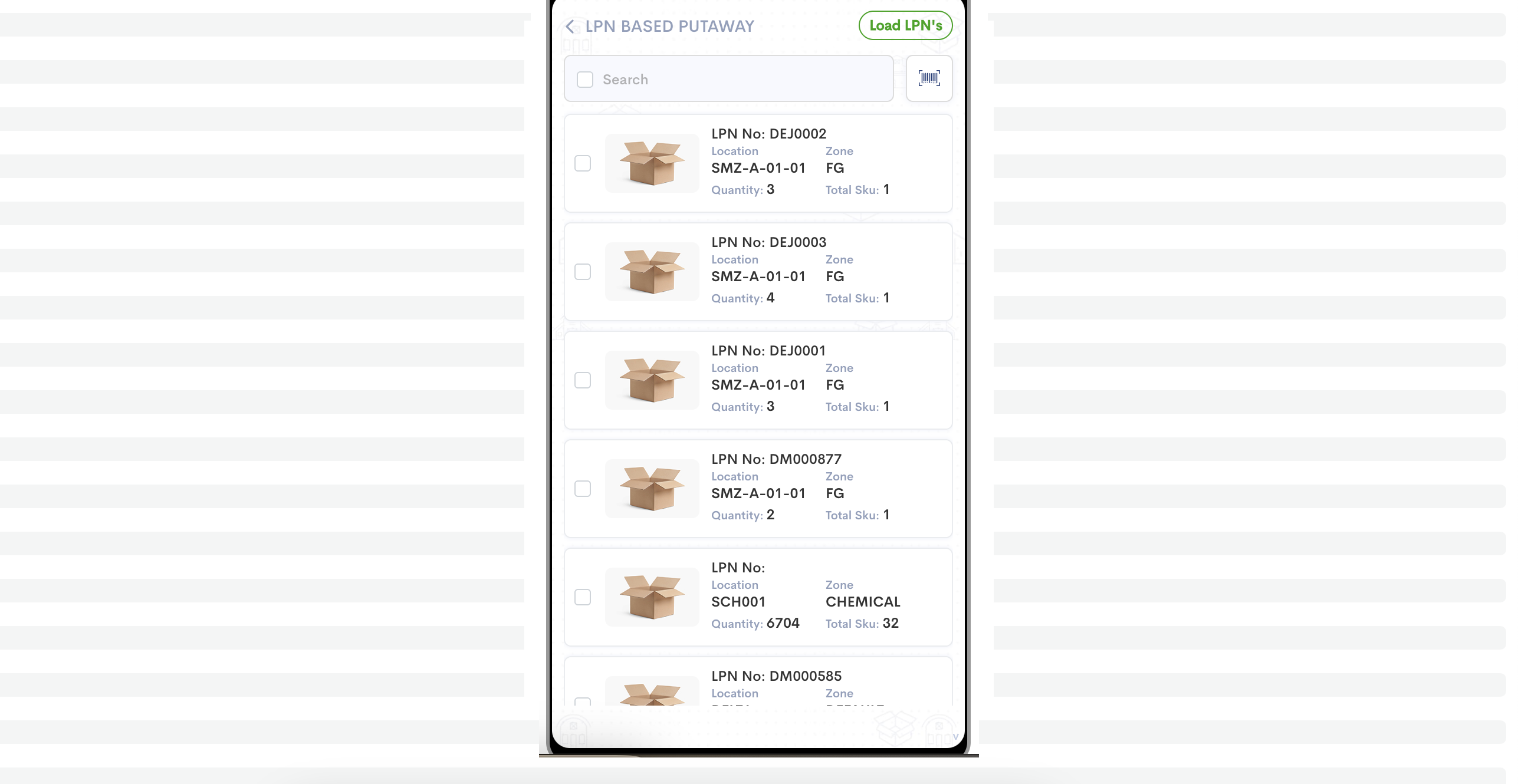 Step #45: Once submitted, all the LPNs collected are shown inside & we can do multi selection