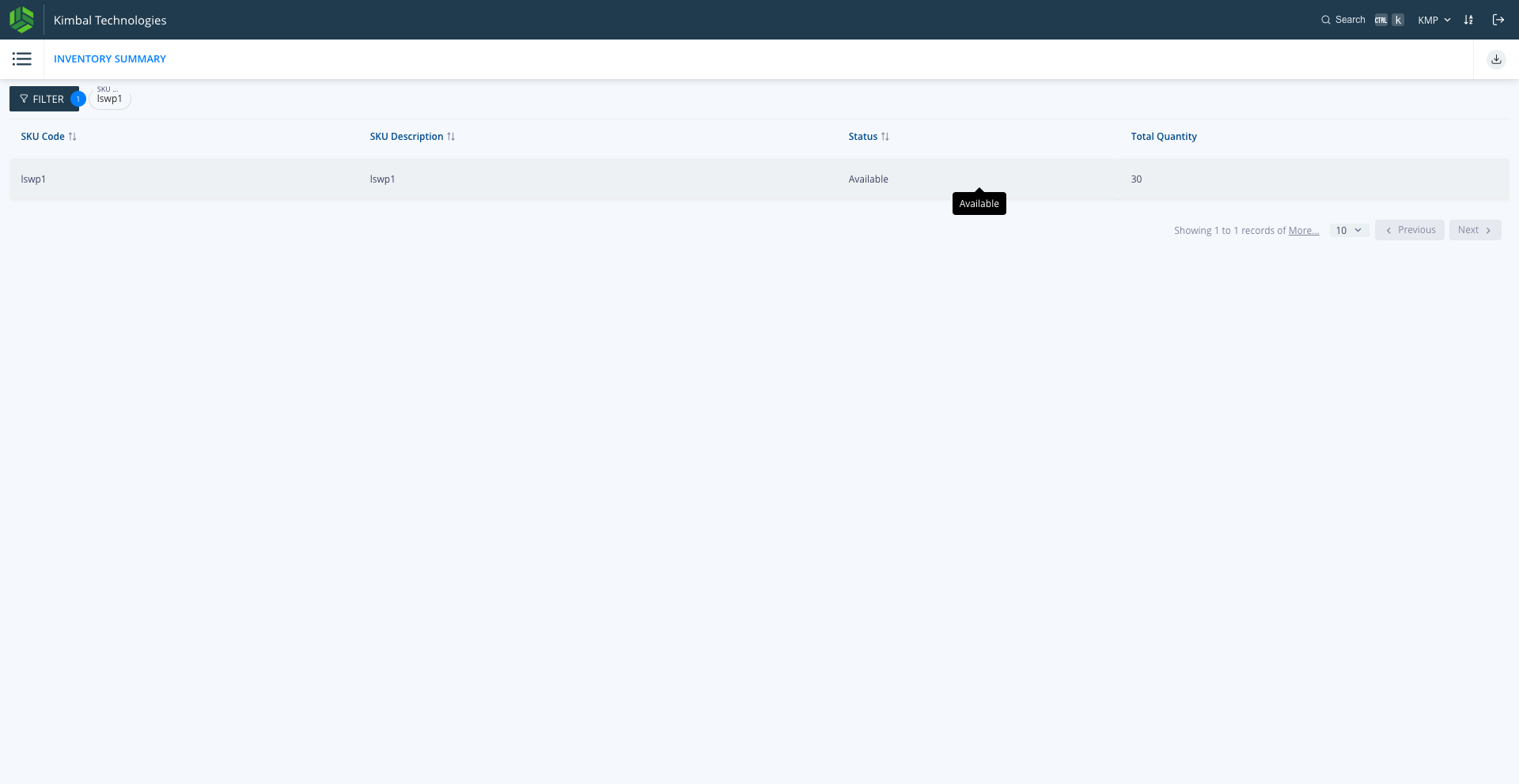 Step #52: Click on the result to see inventory details view