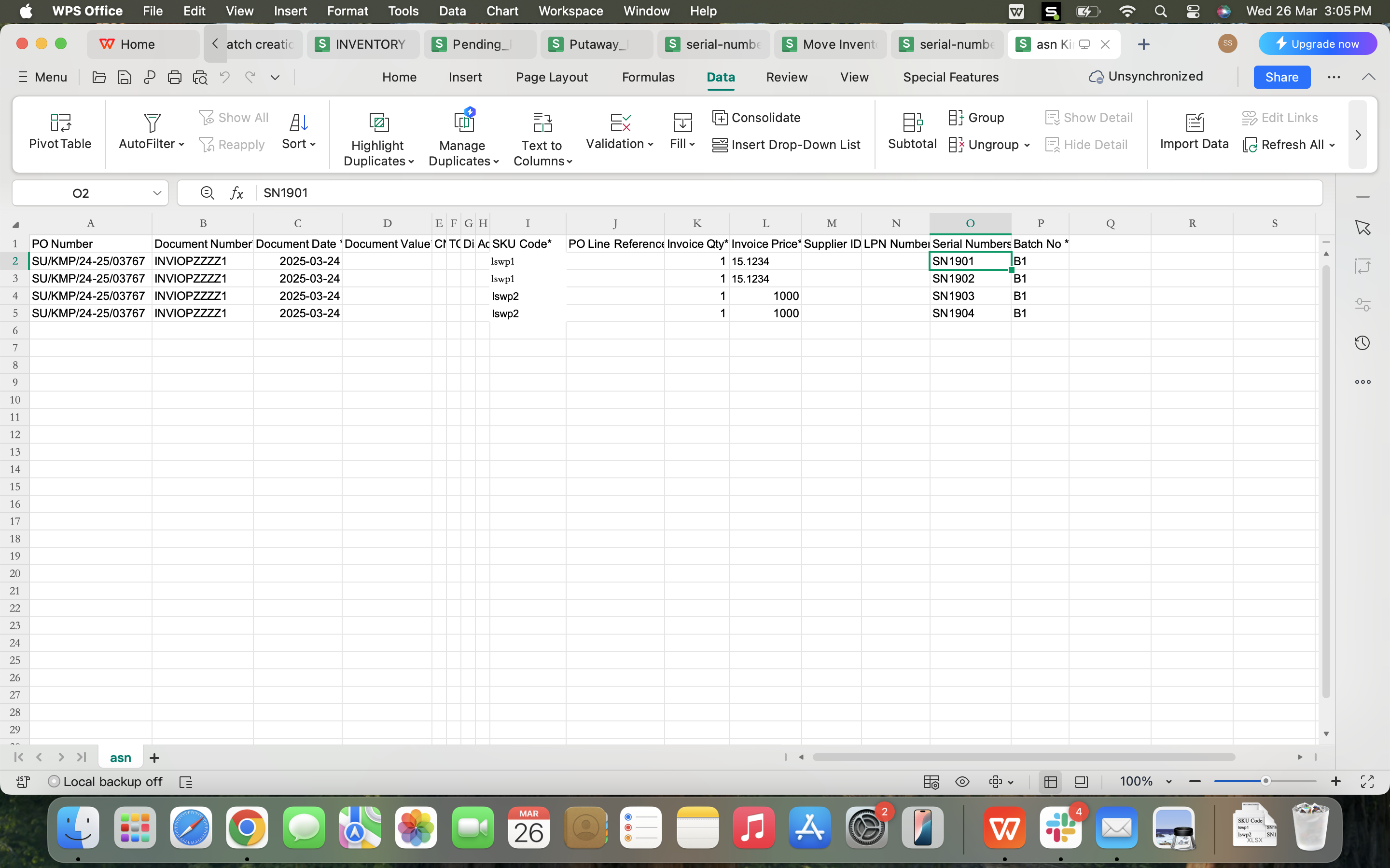 Step #26: The ASN form has these fields which need to be filled
