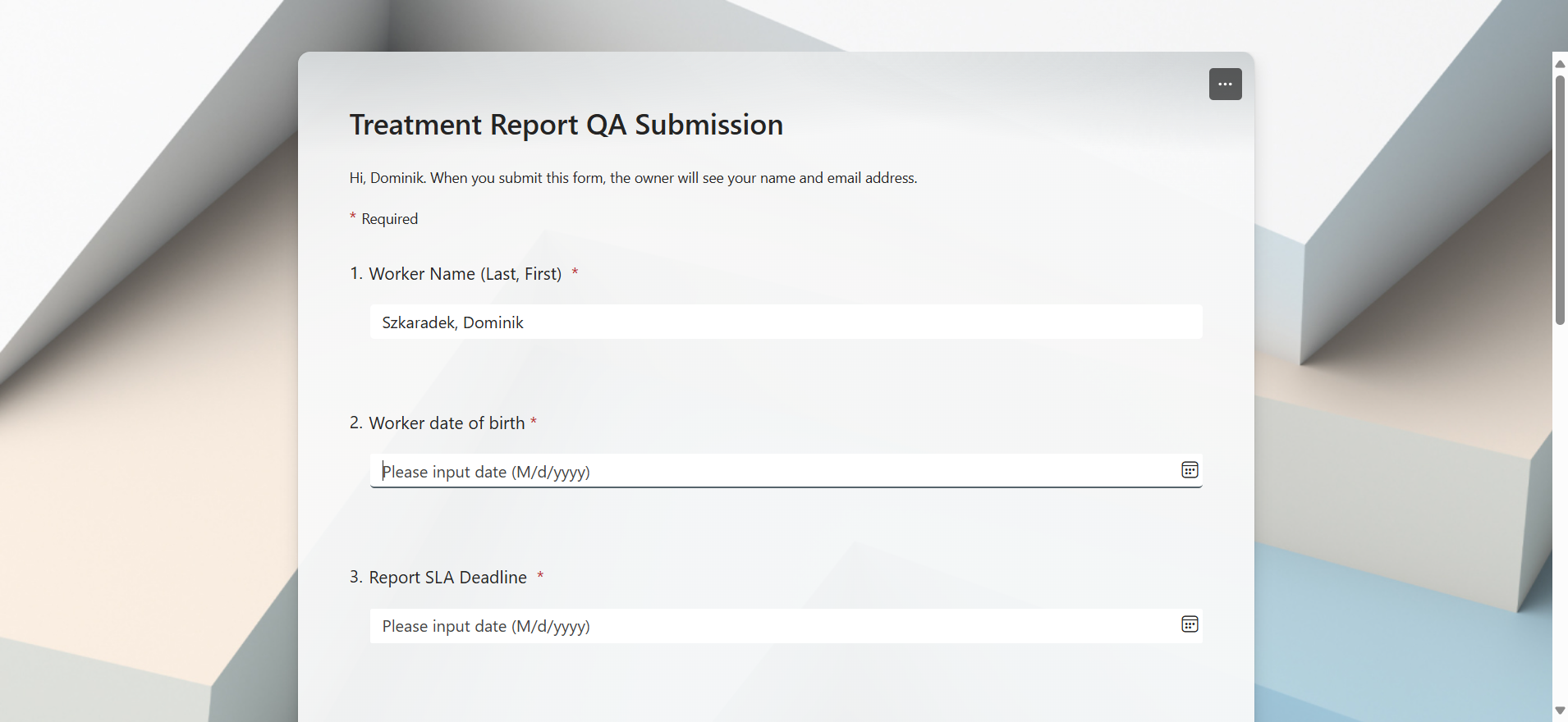 Step #4: Click in the input date window: