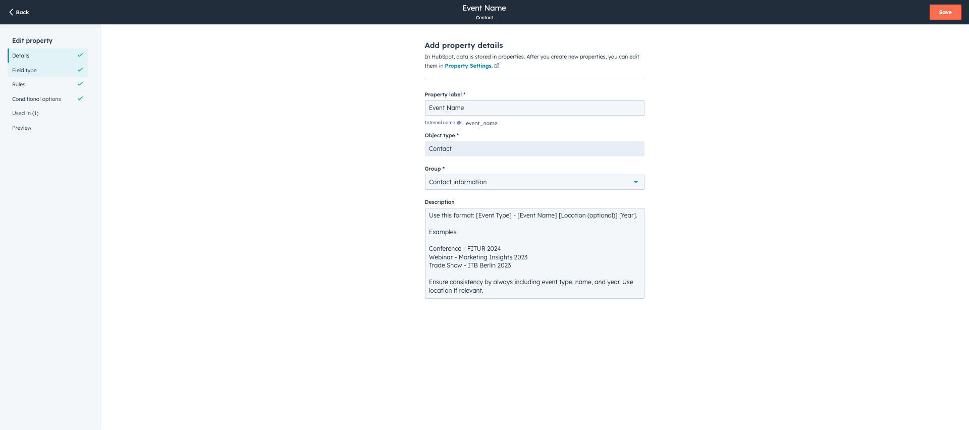 Step #7: Click on "Field Type" - Here's where you'll add the new event
