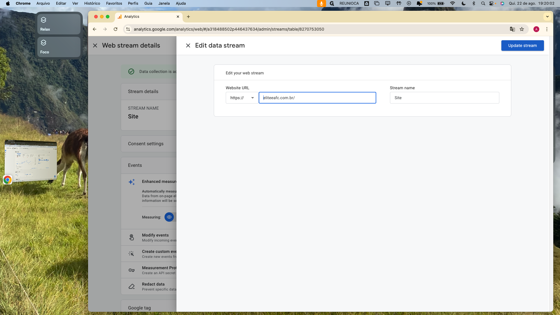 Step #7: Click on "Update stream"