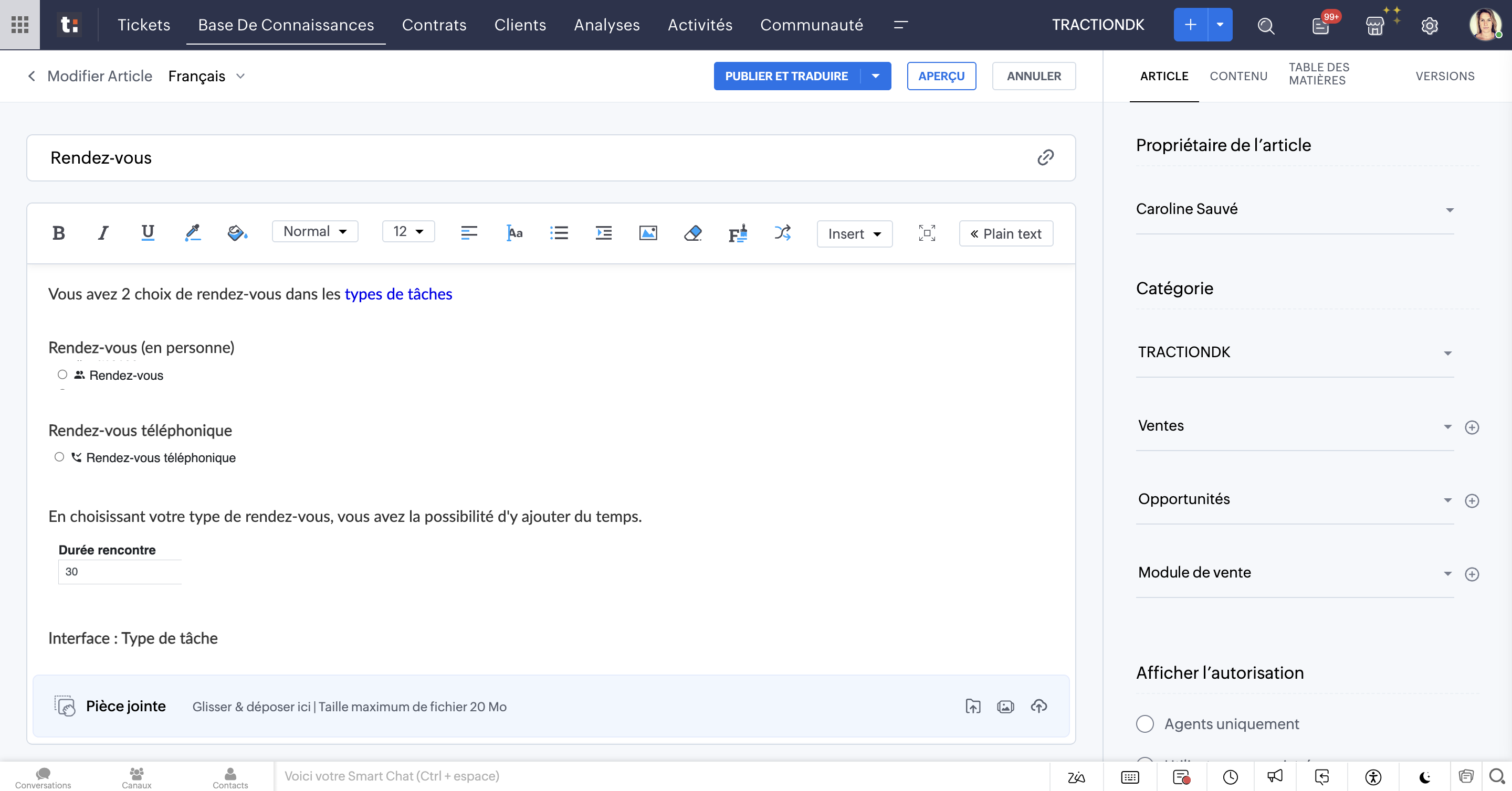 Step #1: Cliquez sur "Base De Connaissances"