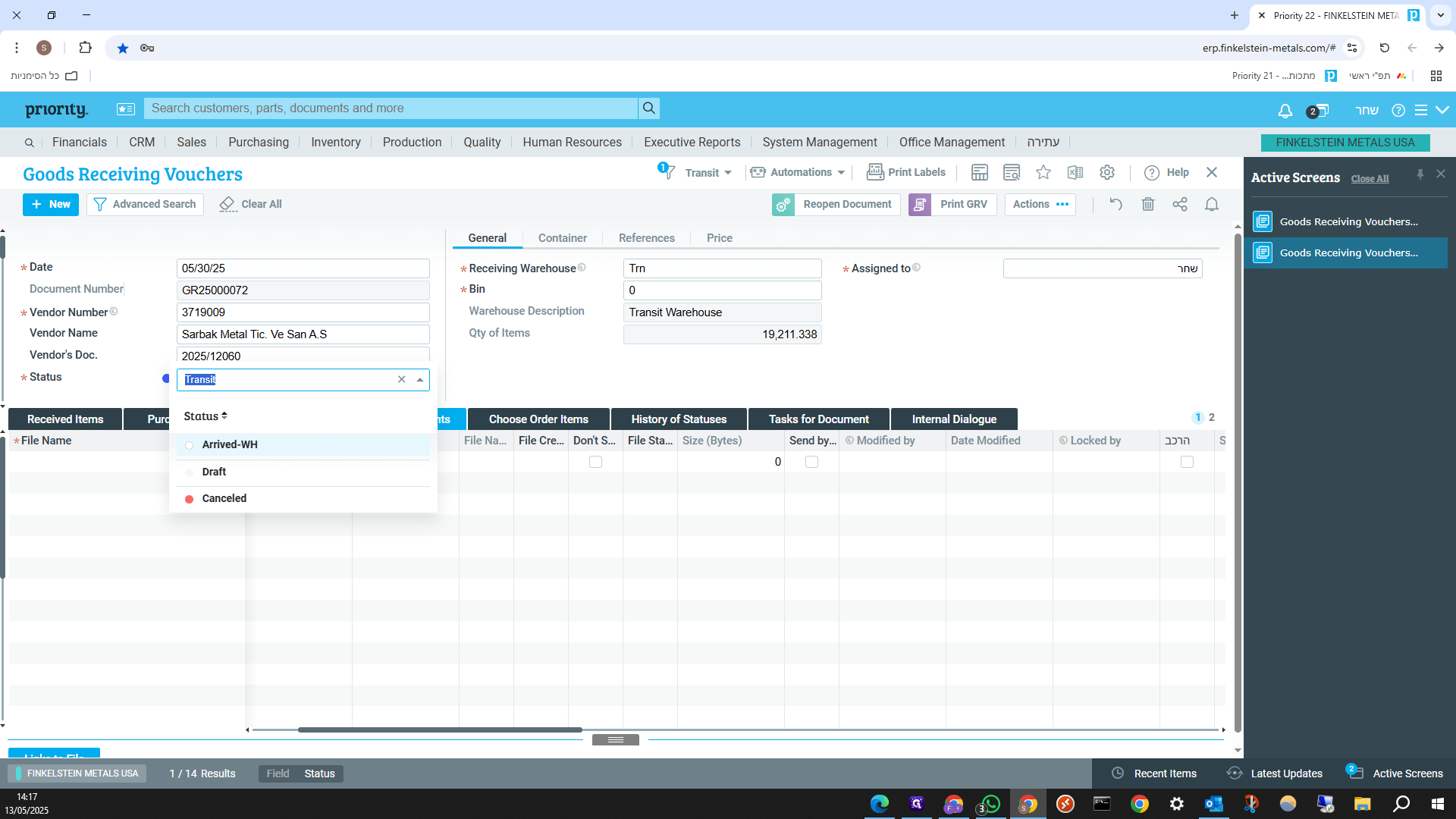 Step #5: After changing the status to "Archived WH" and uploading the images, we will proceed to the quality checks stage.