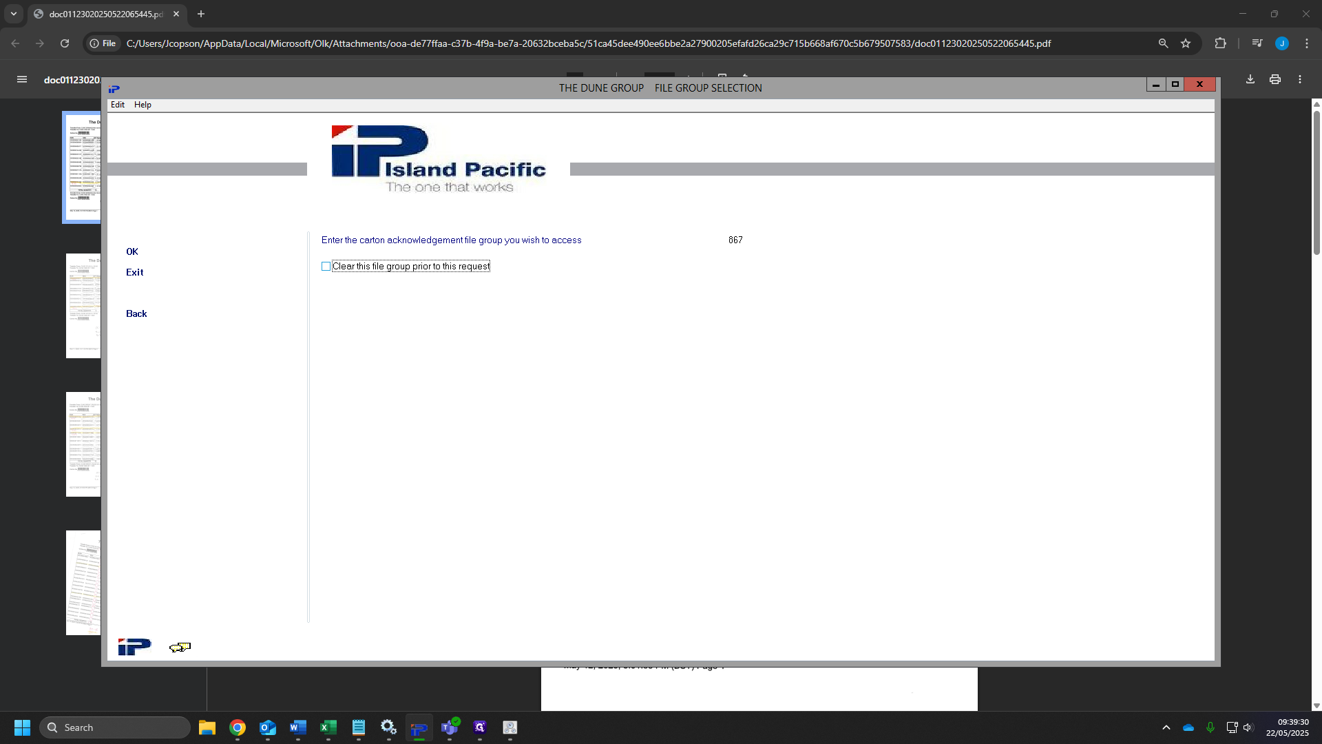 Step #5: Tick the "Clear this file group prior to this request" box.