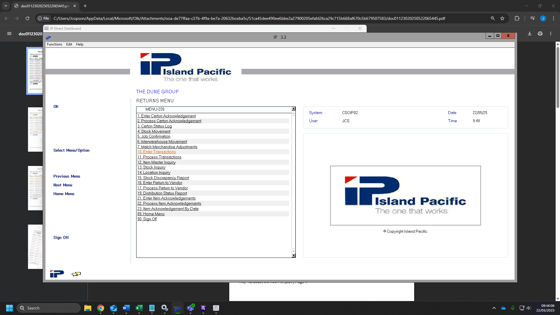 Step #17: Click on "11. Process Transactions"