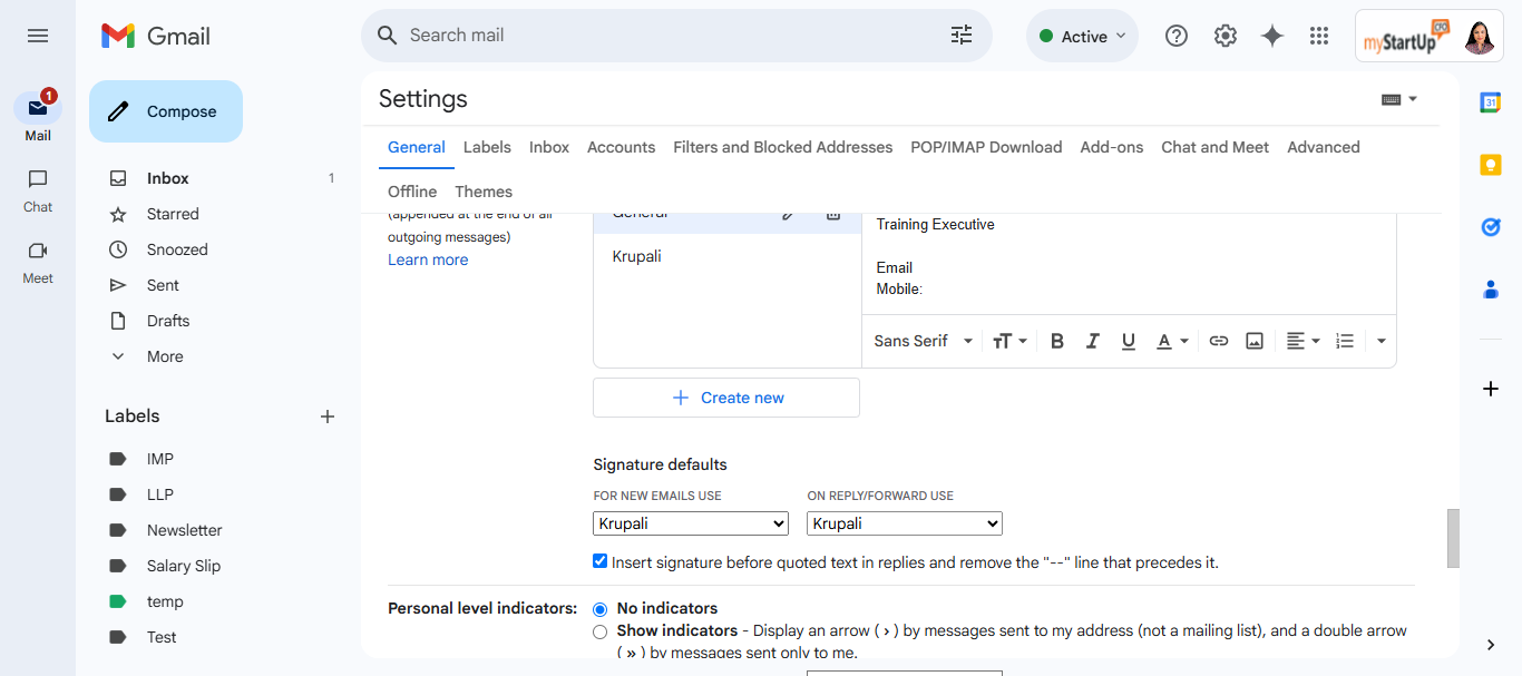 Step #8: Once you have selected the desired signature for for the both options, scroll down & save the changes.