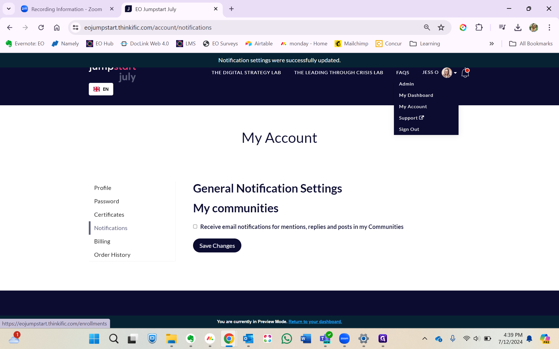 Step #6: Click on "My Dashboard"