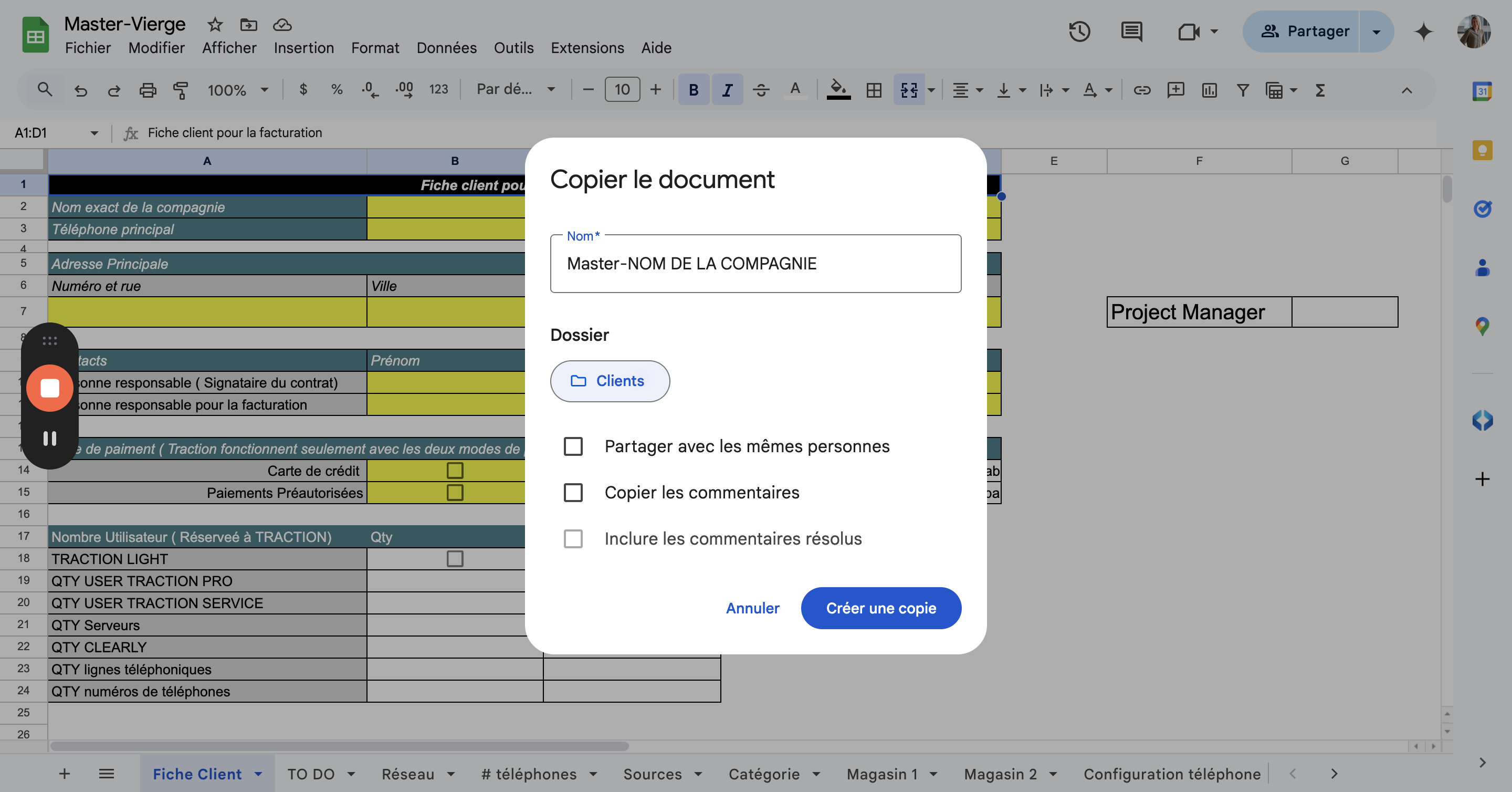 Step #5: Déposer le master dans le document du client