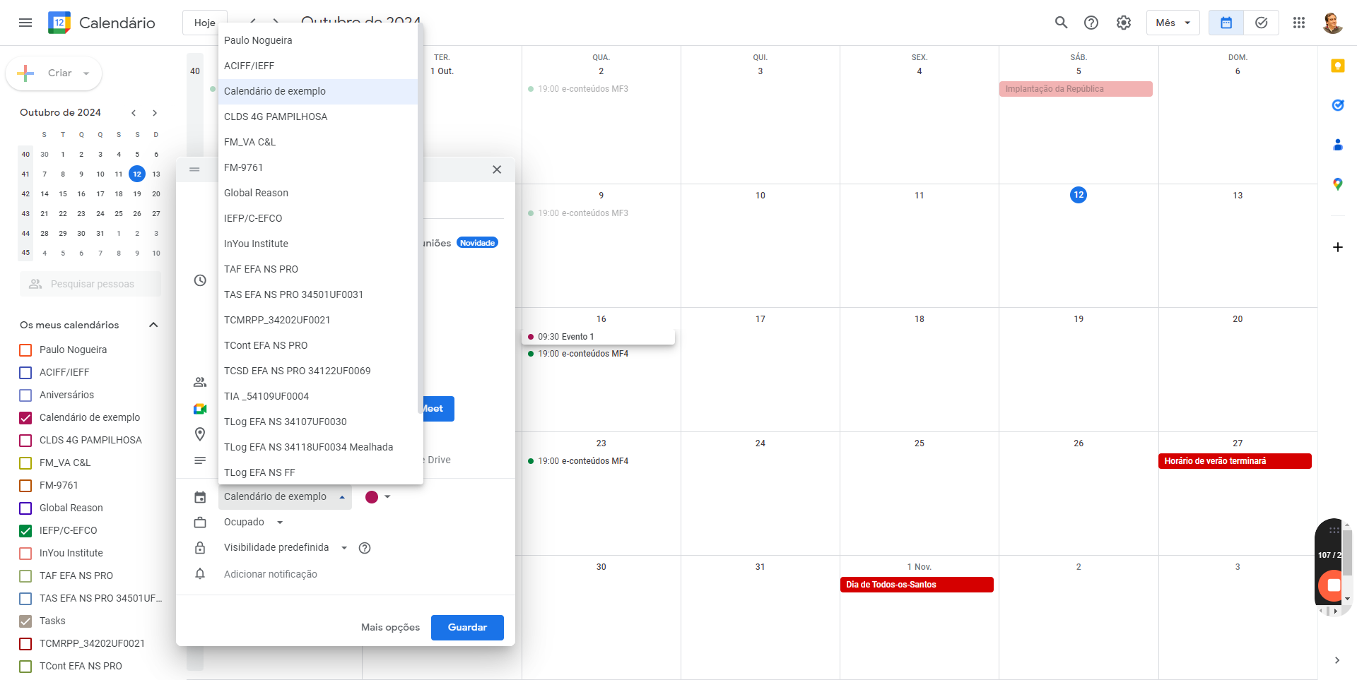 Step #23: Cliquem em "Calendário de exemplo"