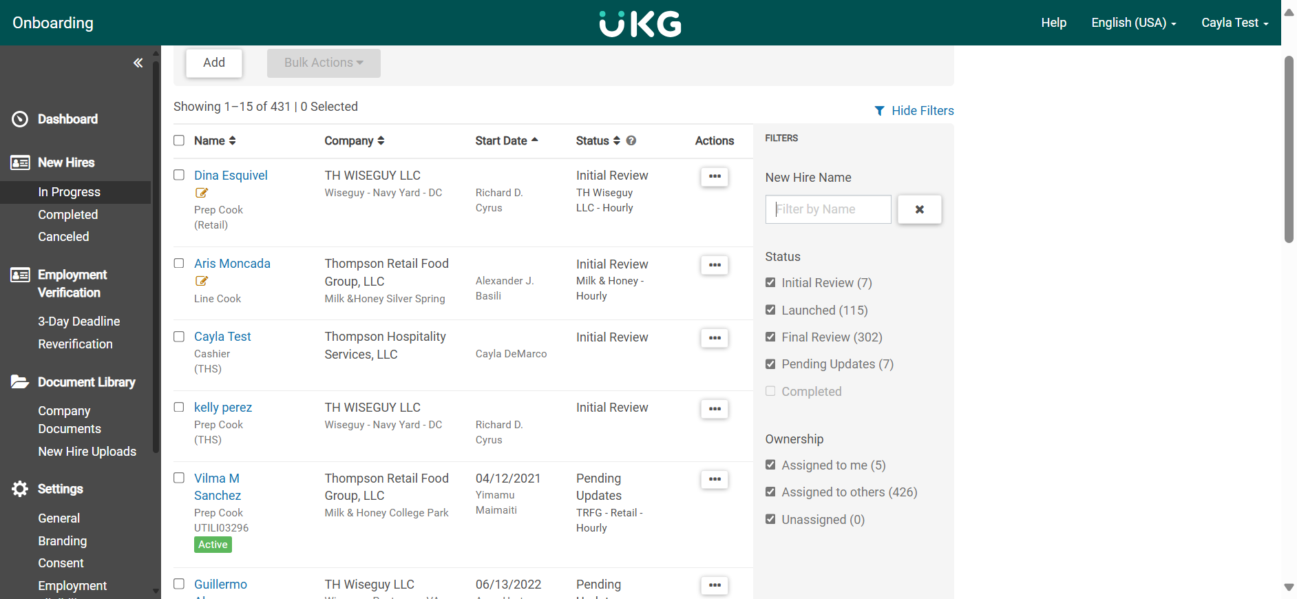 Step #6: You can also search for the candidate's name on the right-hand side.
