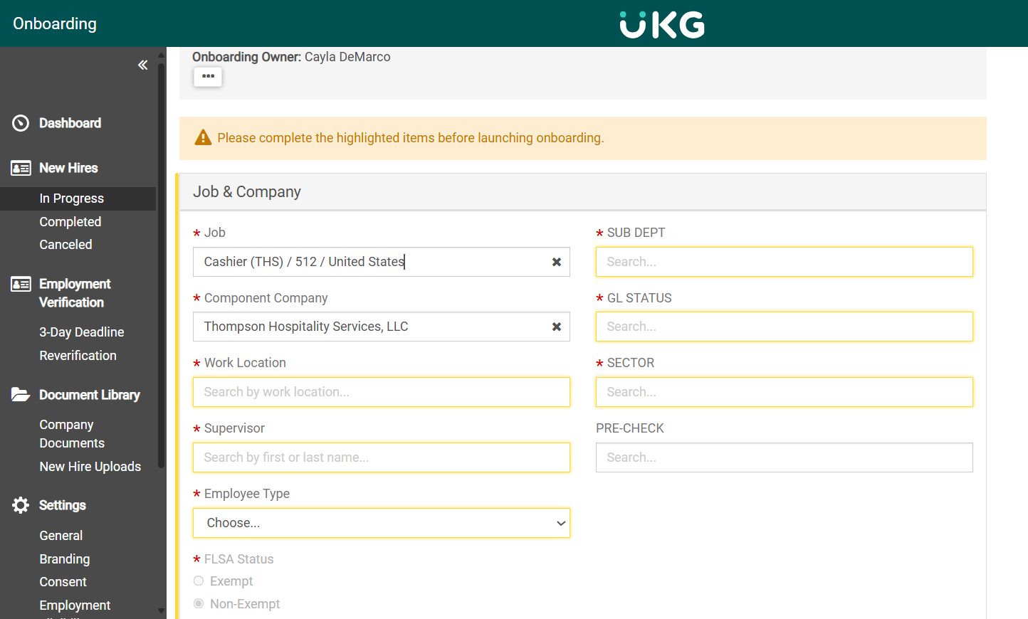 Step #8: The highlighted boxes must be completed before launching the profile.