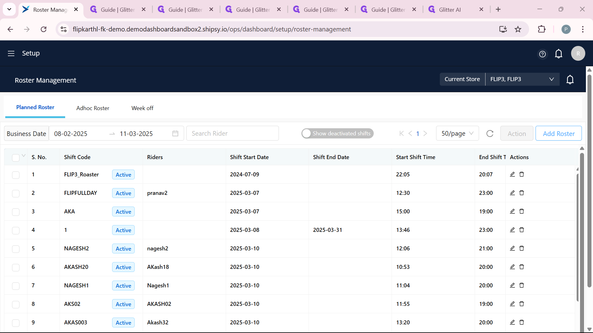 Step #5: Click on "Add Roster" to add new working hours