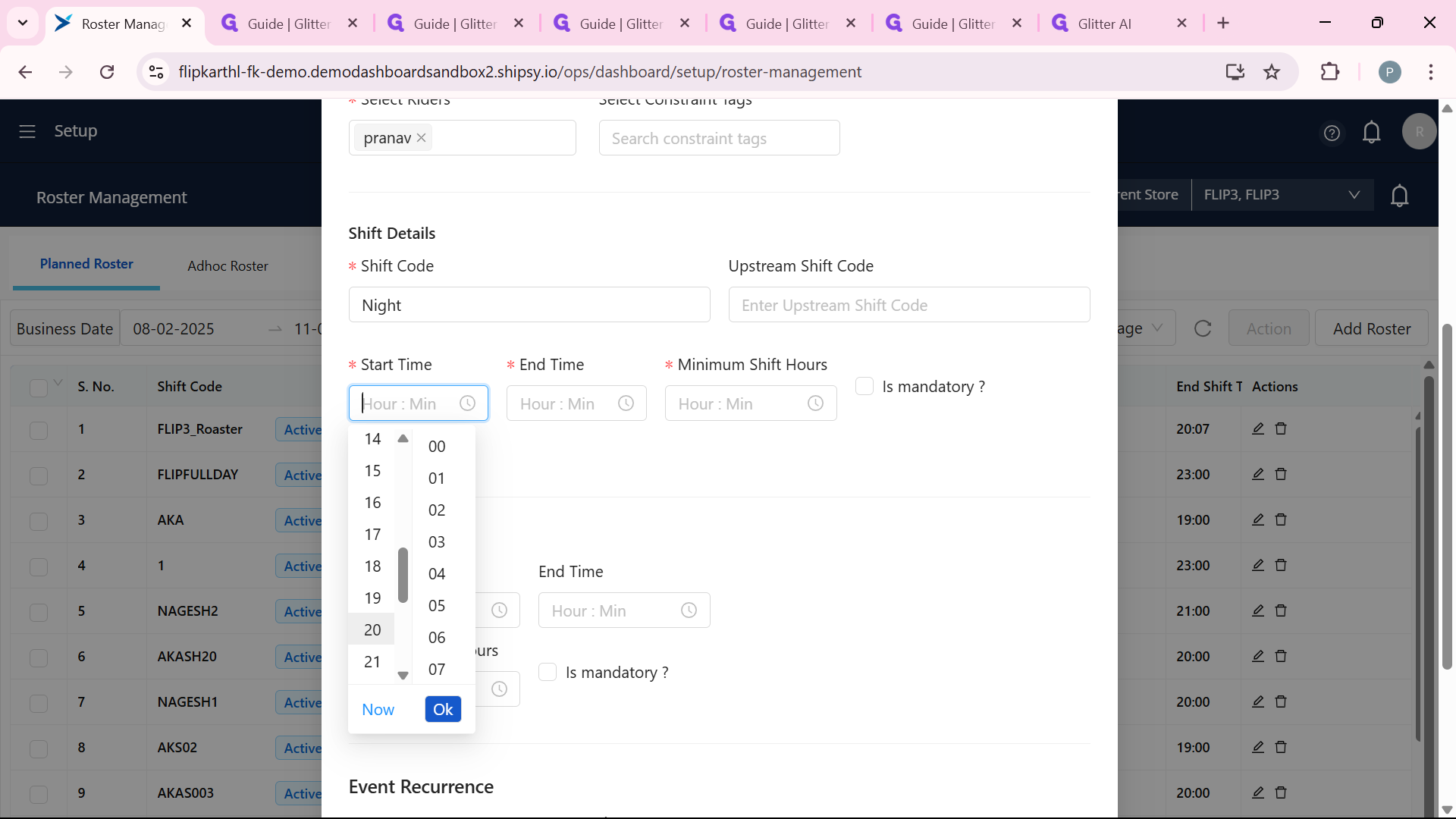 Step #11: Selects the start time from time picker