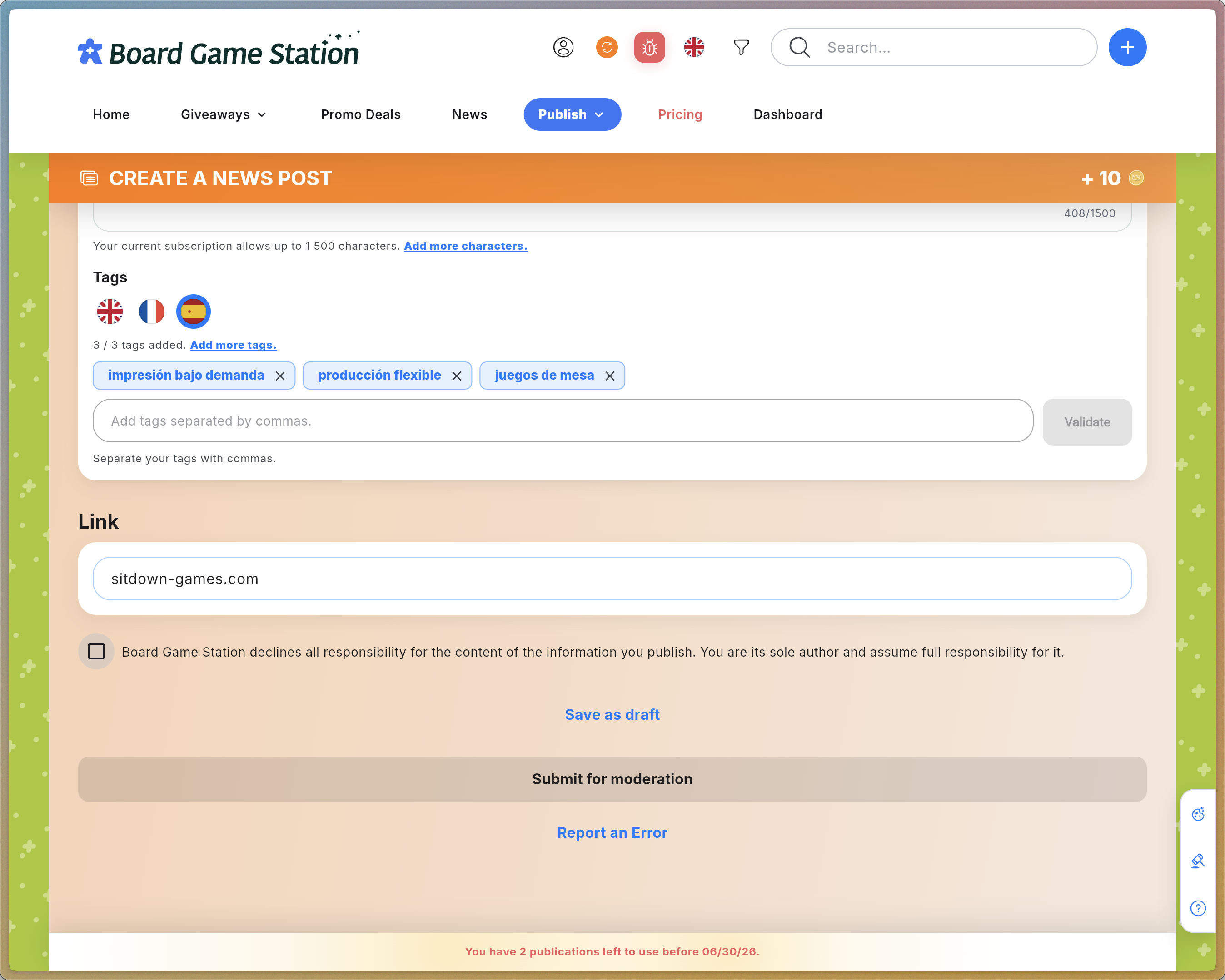 Step #12: Cochez la case certifiant que vous endossez la responsabilité légale du contenu que vous publiez.