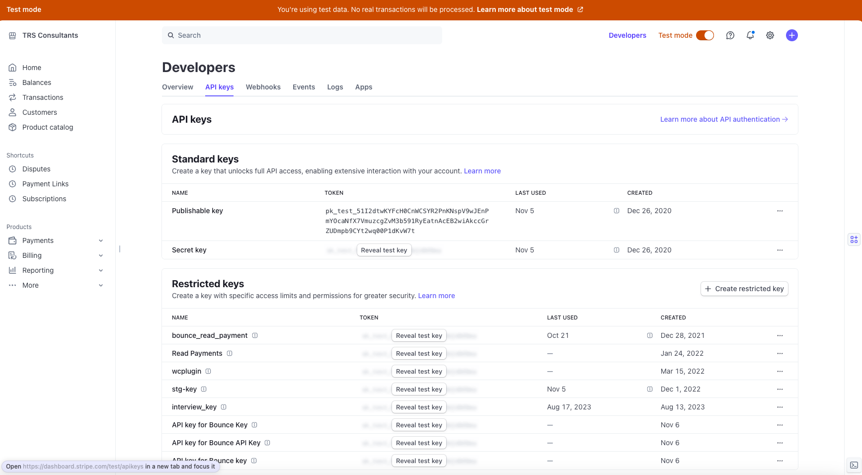 Step #18: Click to reveal the API Key you created and paste on the Bounce website