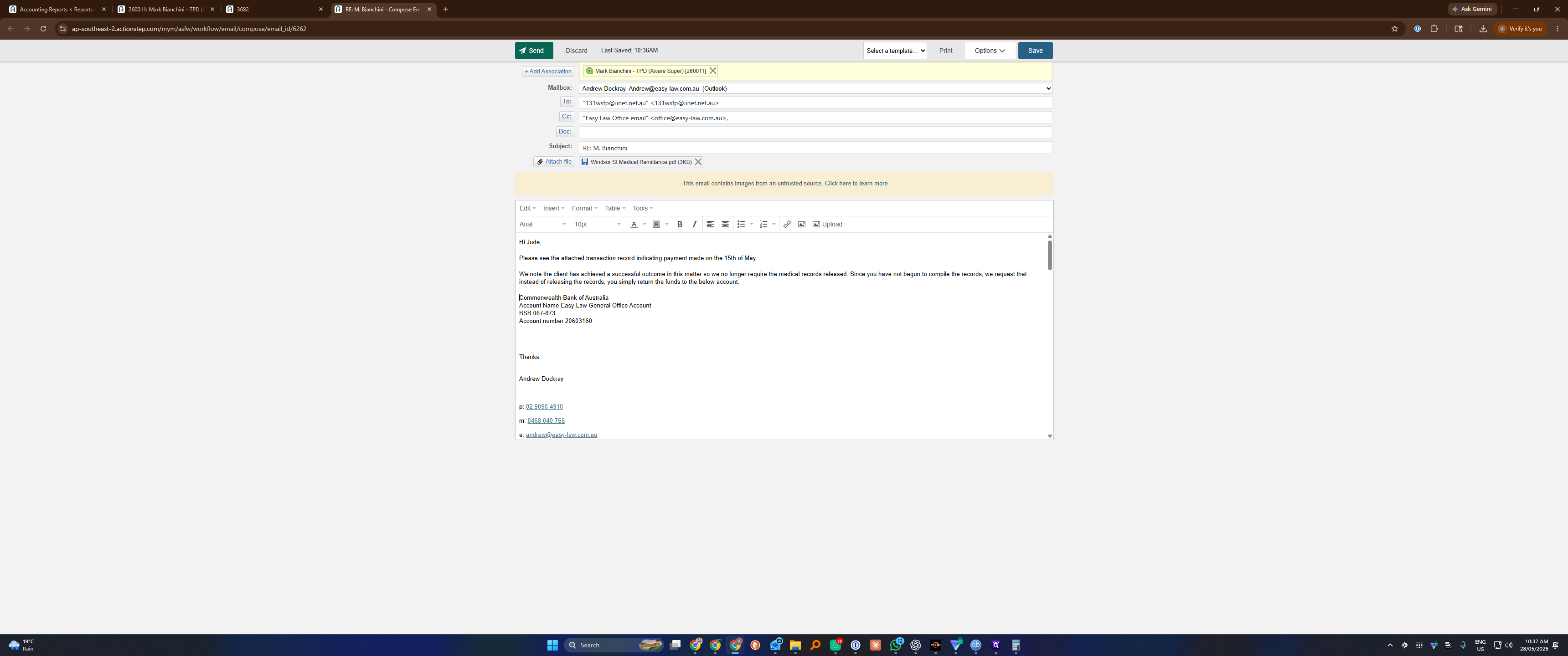 Step #26: Draft your email message confirming the payment, then click Send.