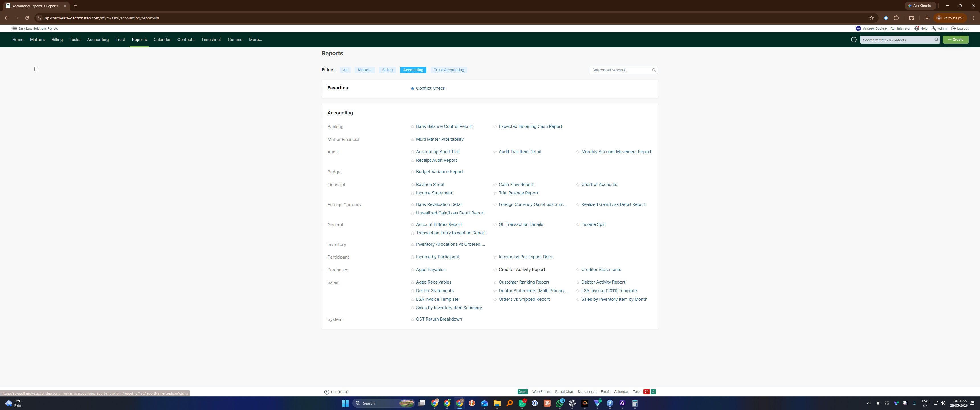 Step #2: Select Creditor Activity Report.