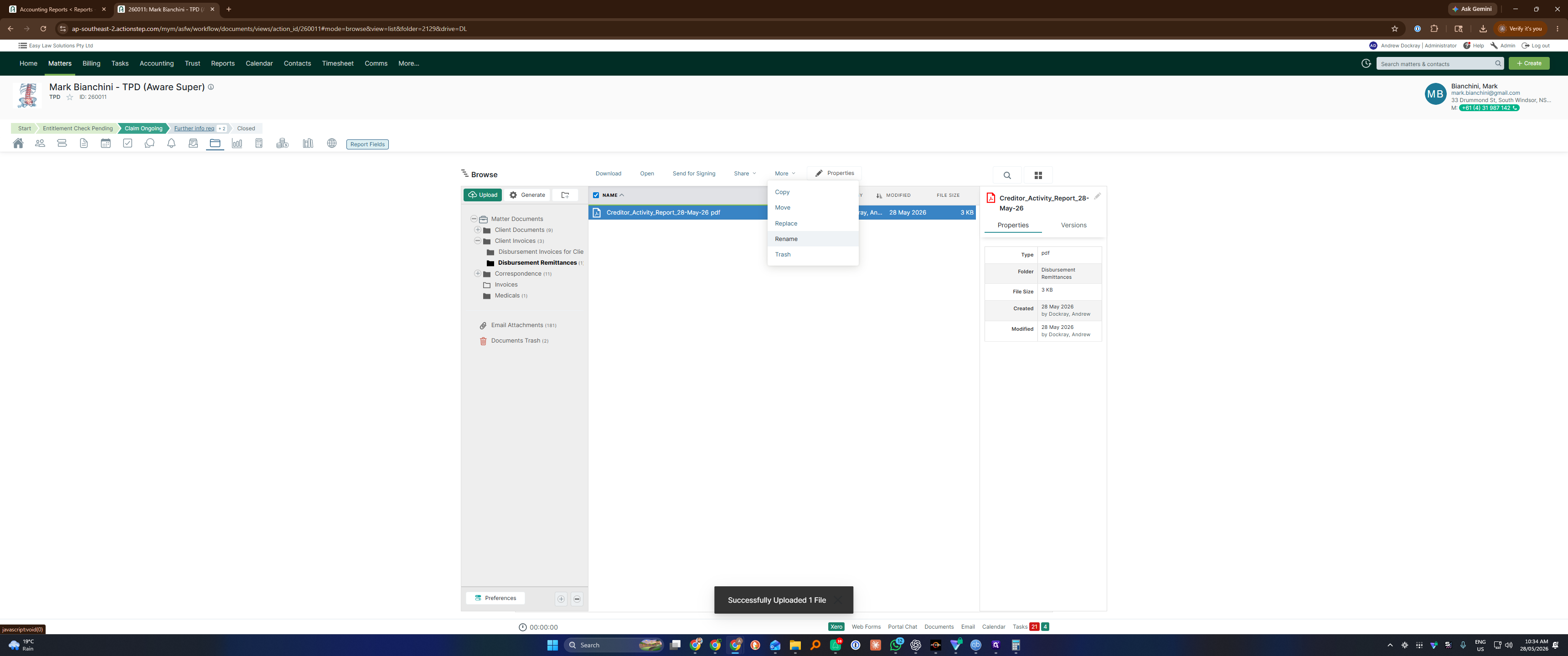 Step #15: Open the file options menu for the newly uploaded document.