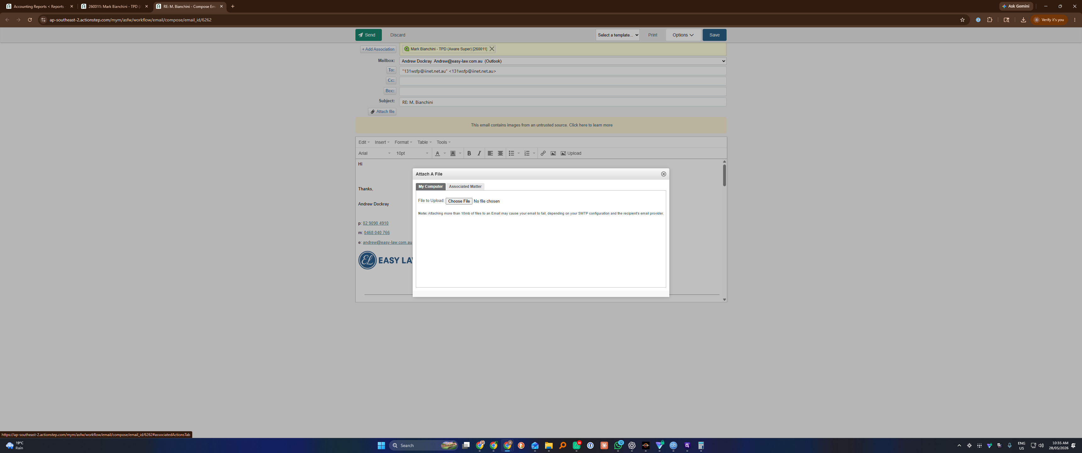 Step #22: Select Associated Matter from the attachment sources.