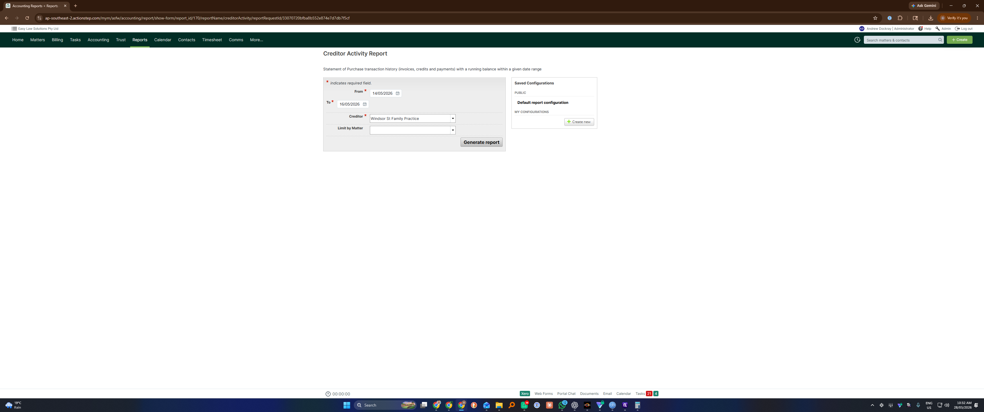 Step #6: Click Generate report at the bottom of the form.