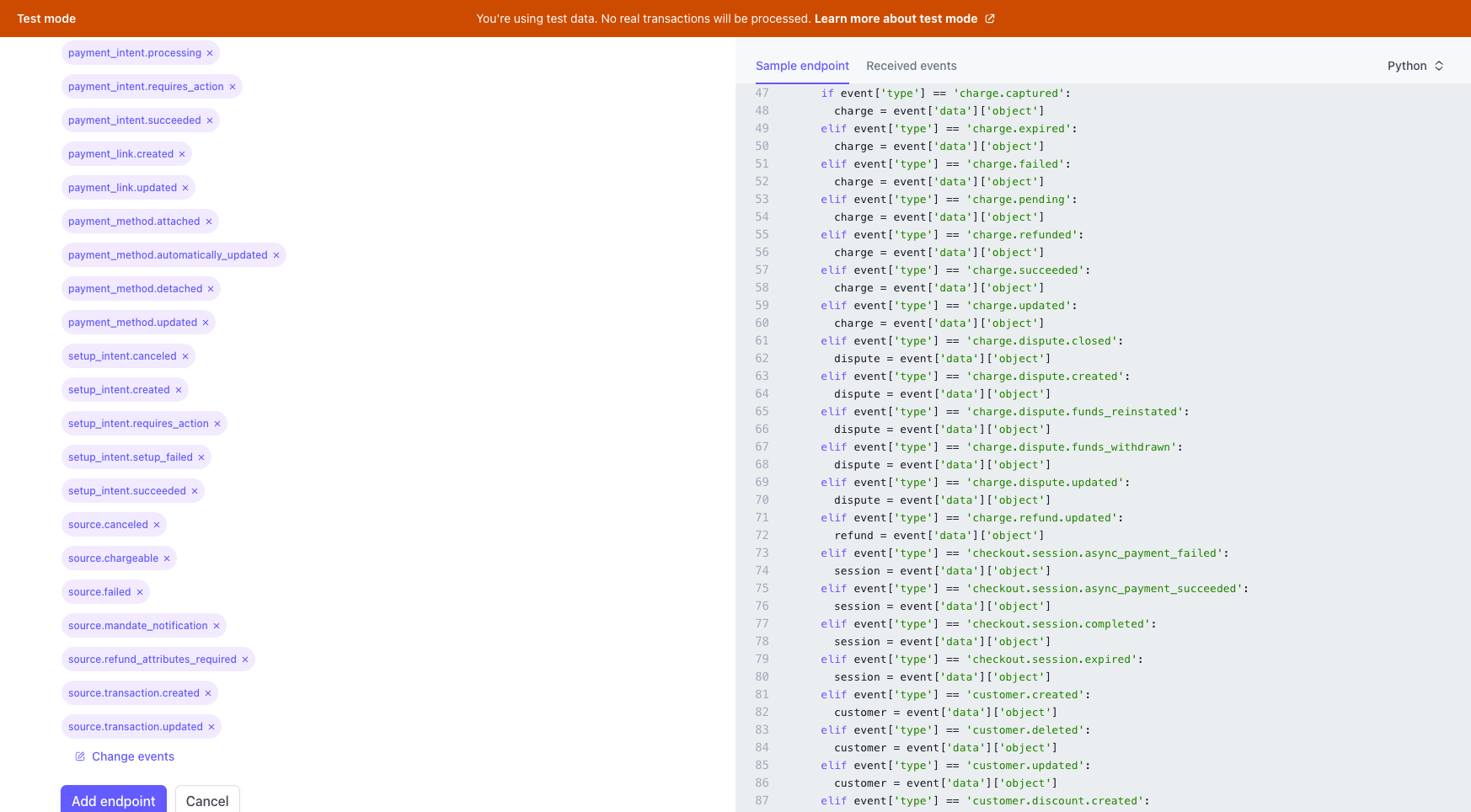 Step #29: Scroll all the way down and click on "Add endpoint"