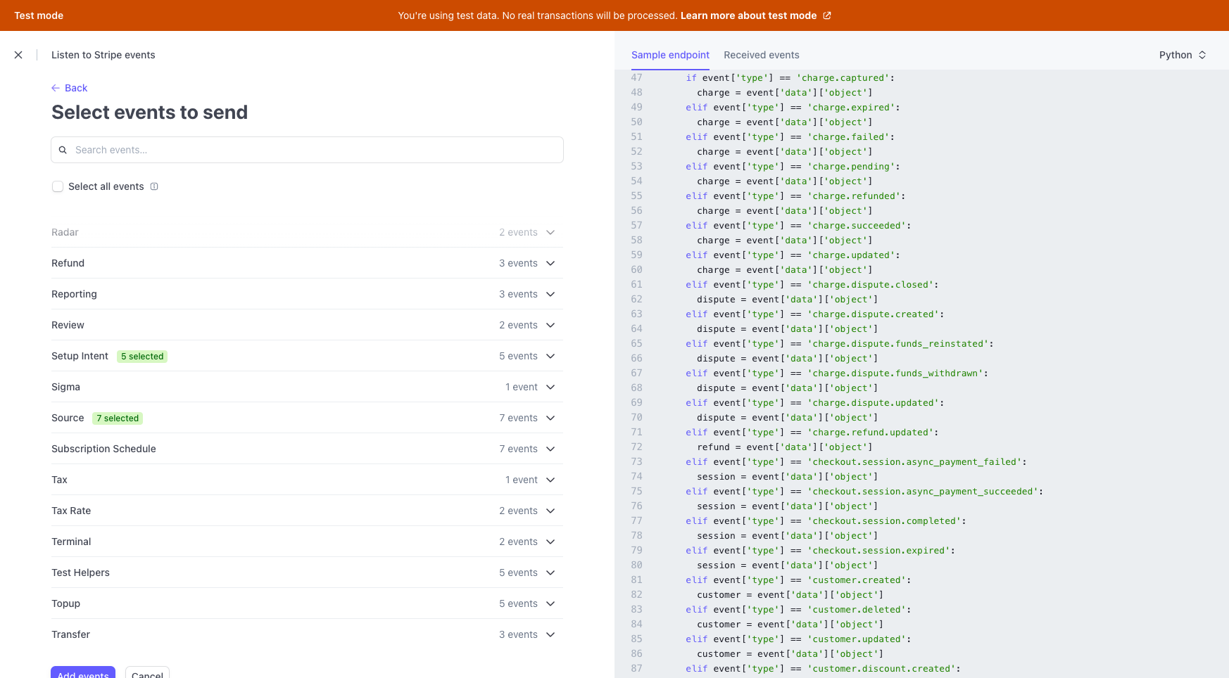 Step #28: Click on "Add events"