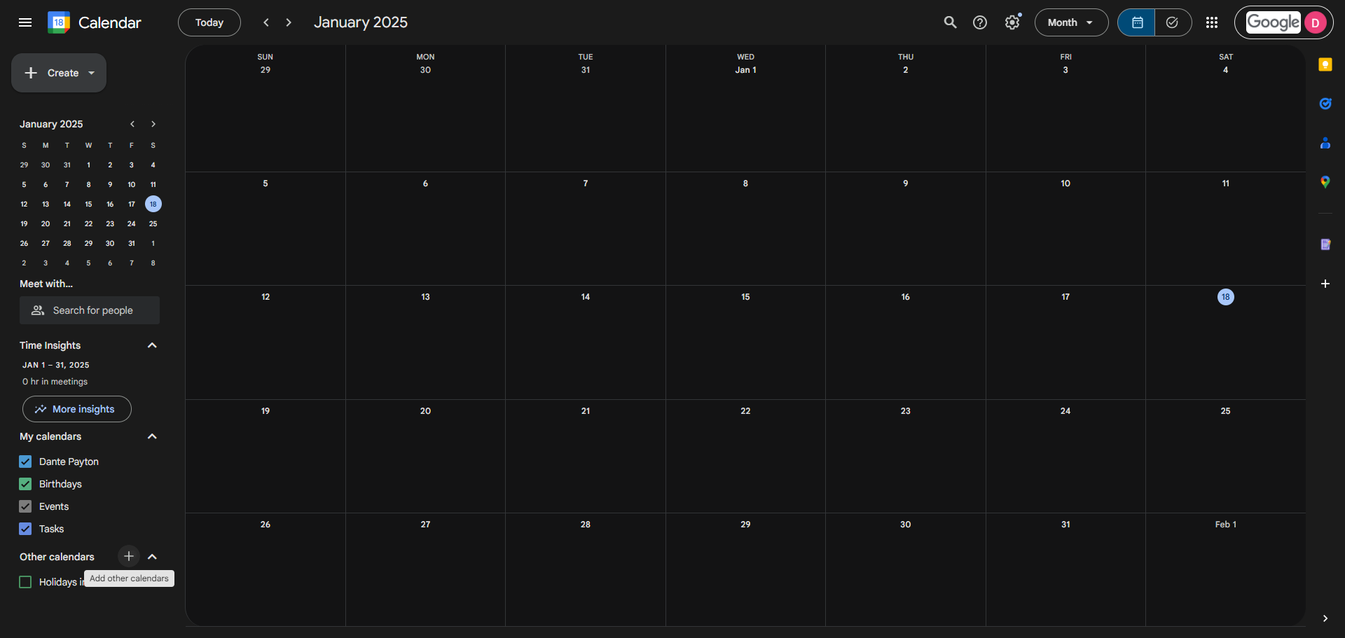 Step #3: Navigate to 'Other calendars' and click on "+"