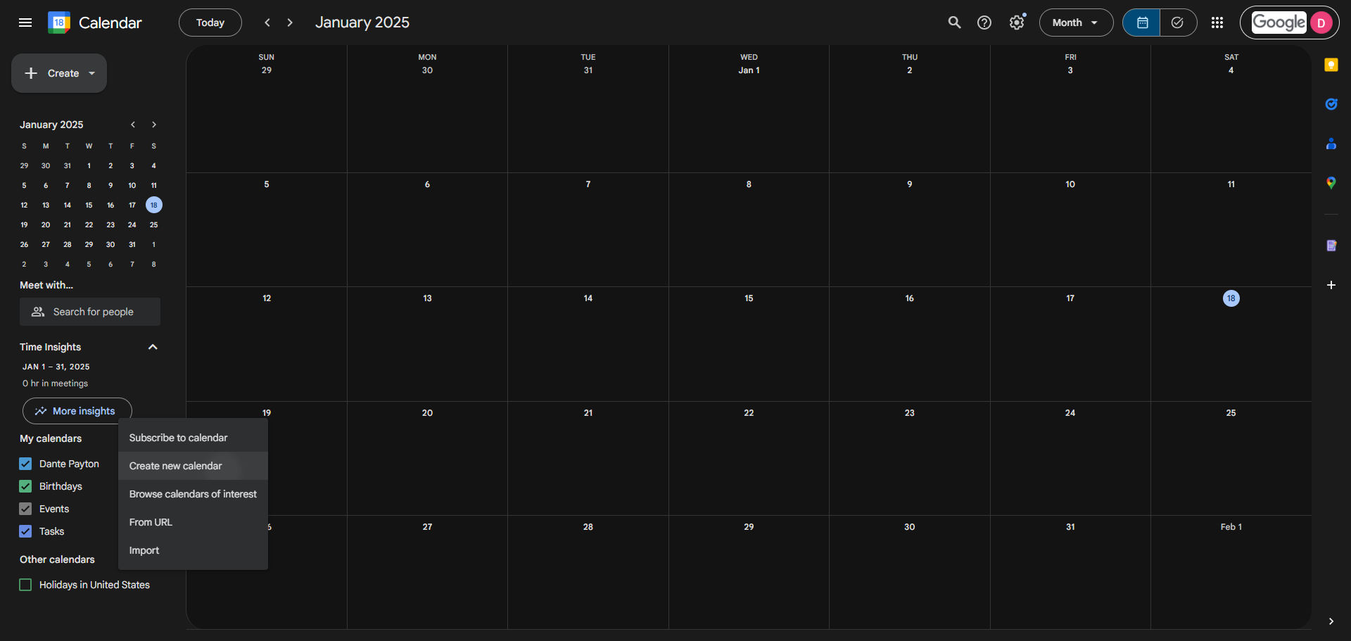 Step #4: Click on "Create new calendar"