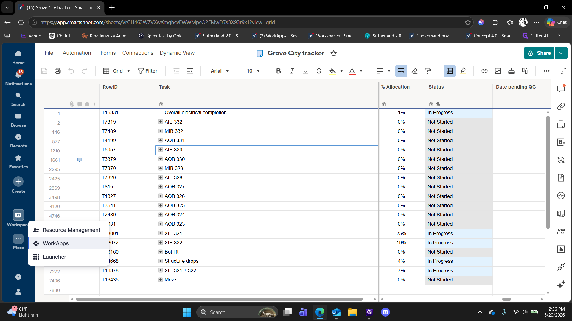 Step #2: Select WorkApps from the pop-up menu.