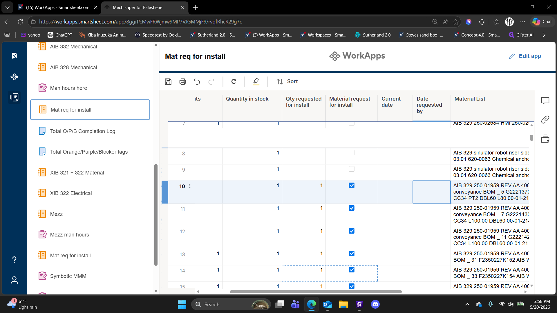Step #9: Click the corresponding cell in the Date requested by column.