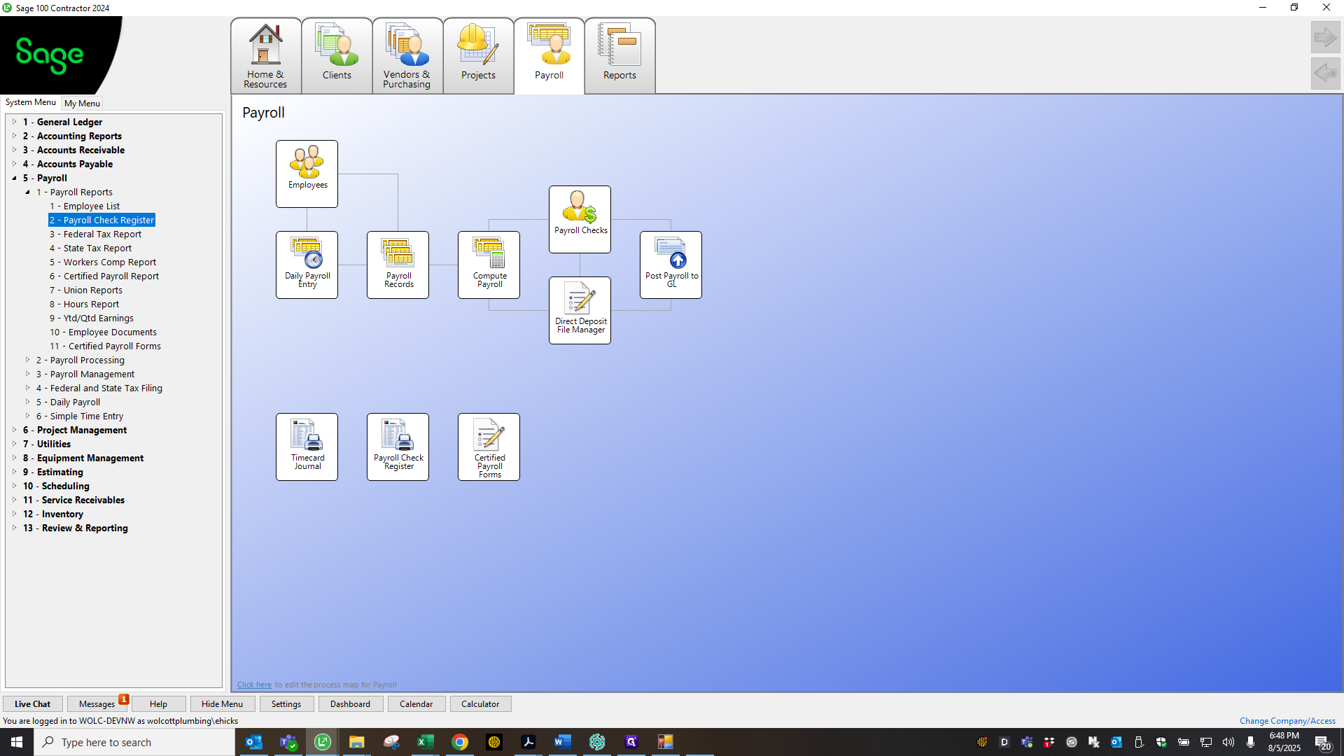 Step #22: Double-click on "2- Payroll Check Register"