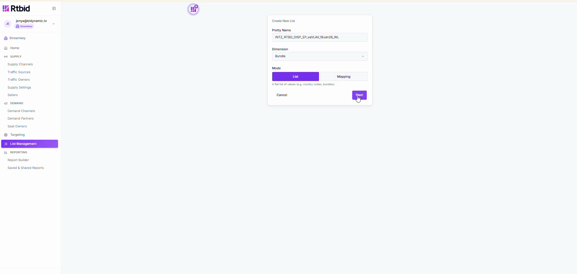 Step #7: Click Next to proceed to the values section.