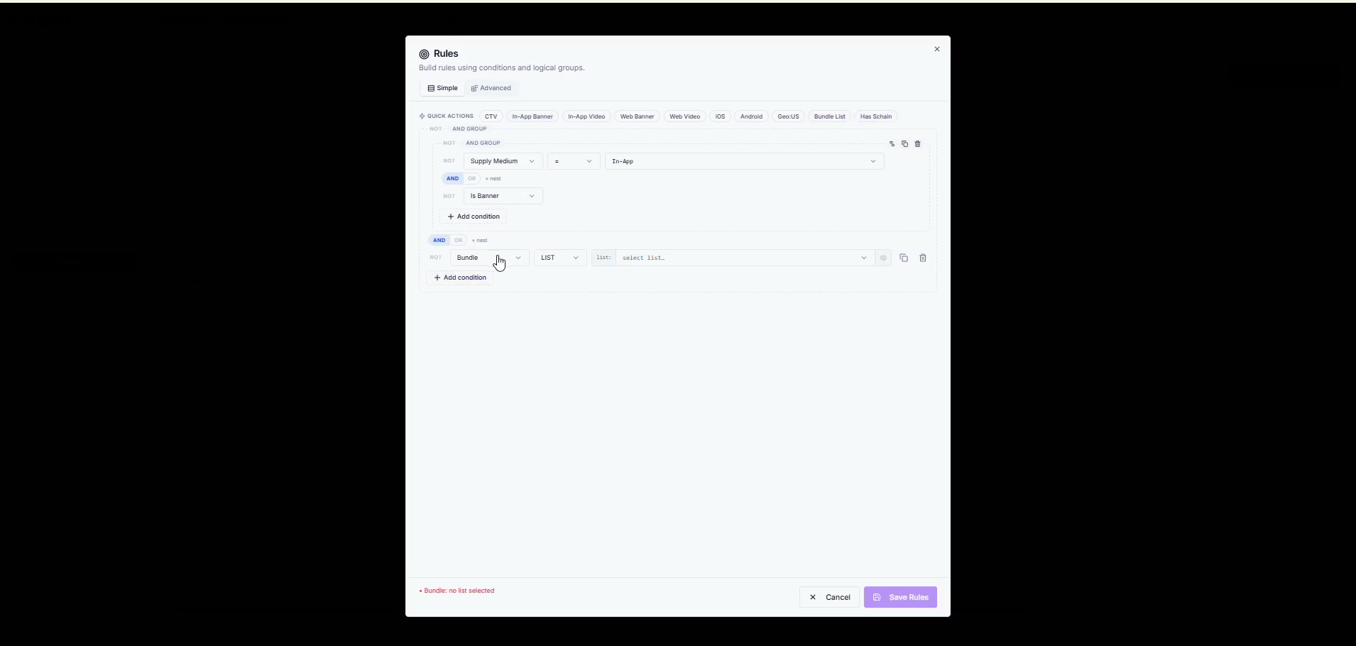 Step #18: Select Bundle from the rule type dropdown.