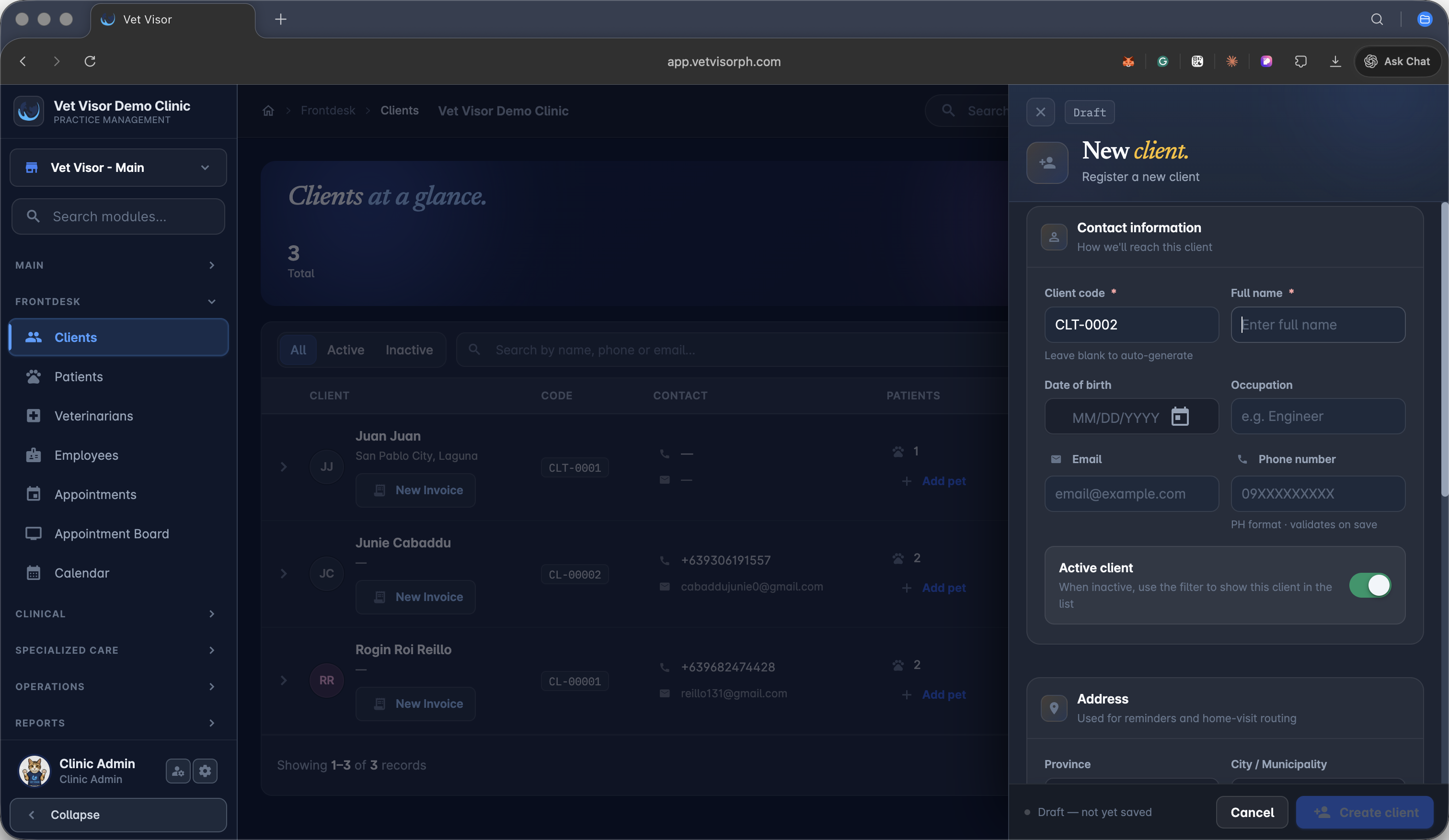 Step #2: Enter the client's full name in the provided field.