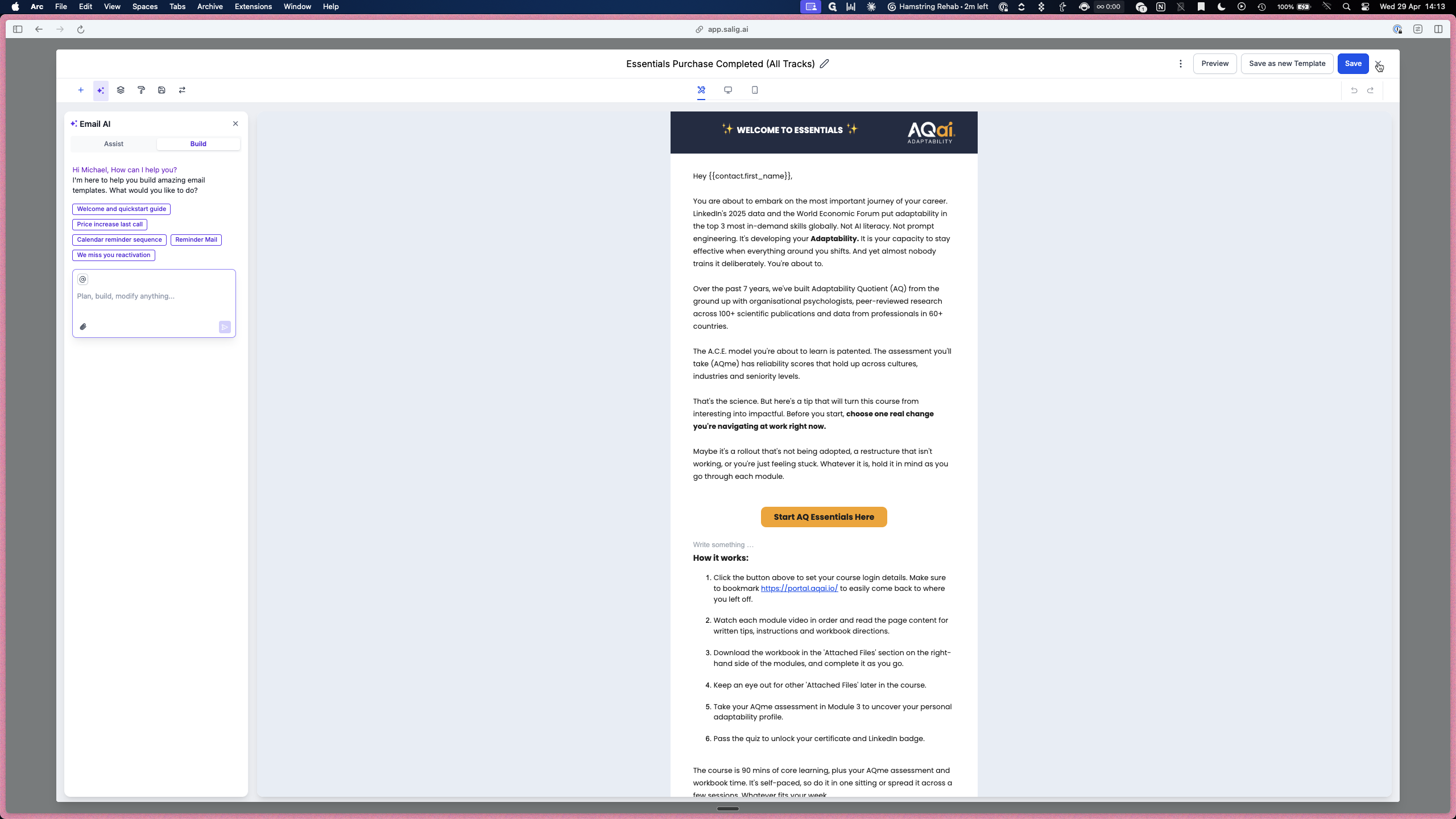 Step #6: Click Save in the top-right corner when you are finished updating the template.