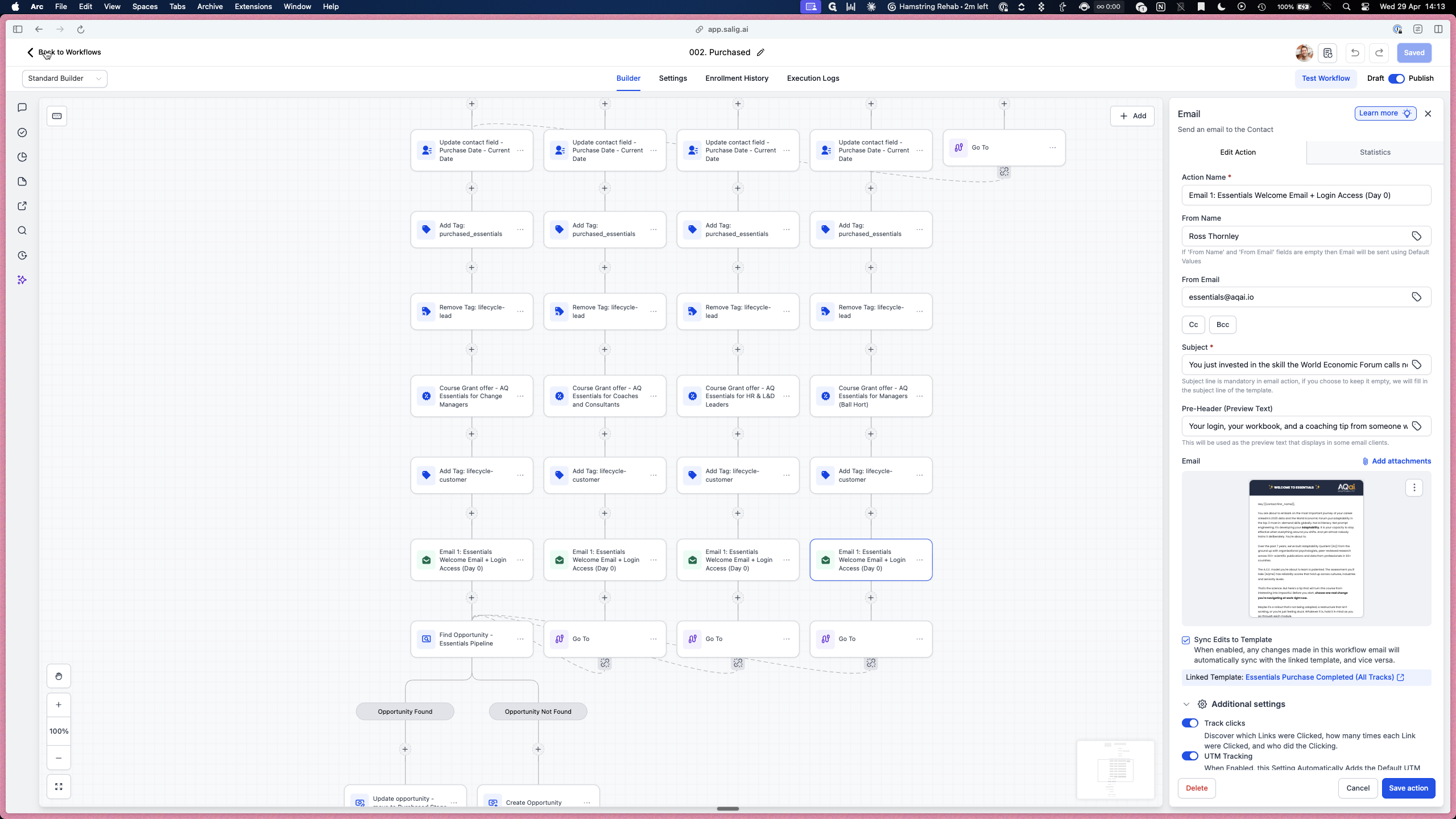 Step #7: Click < Back to return to the main workflow builder canvas.